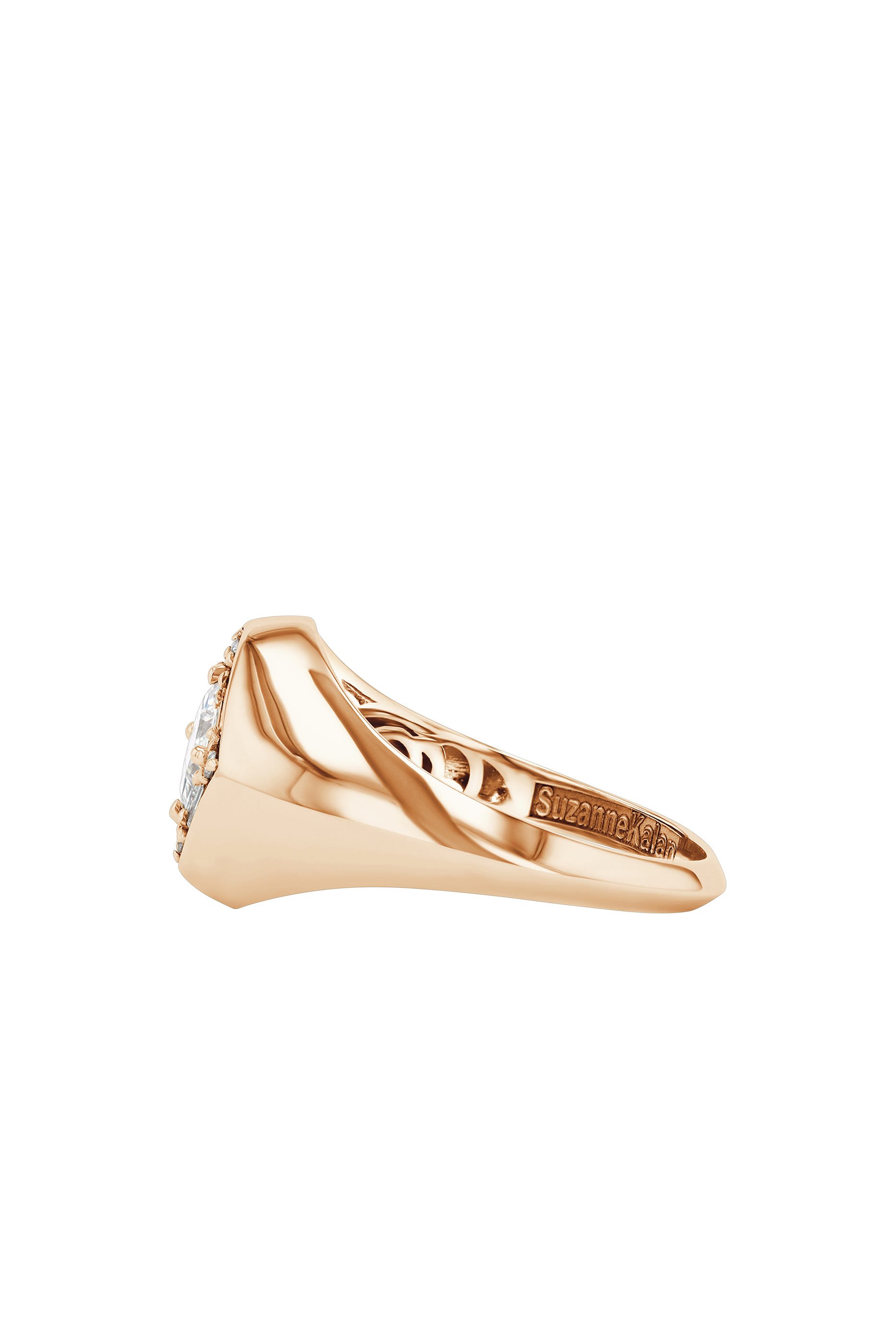 Princess Signet Ring, 18k Rose Gold & Diamonds