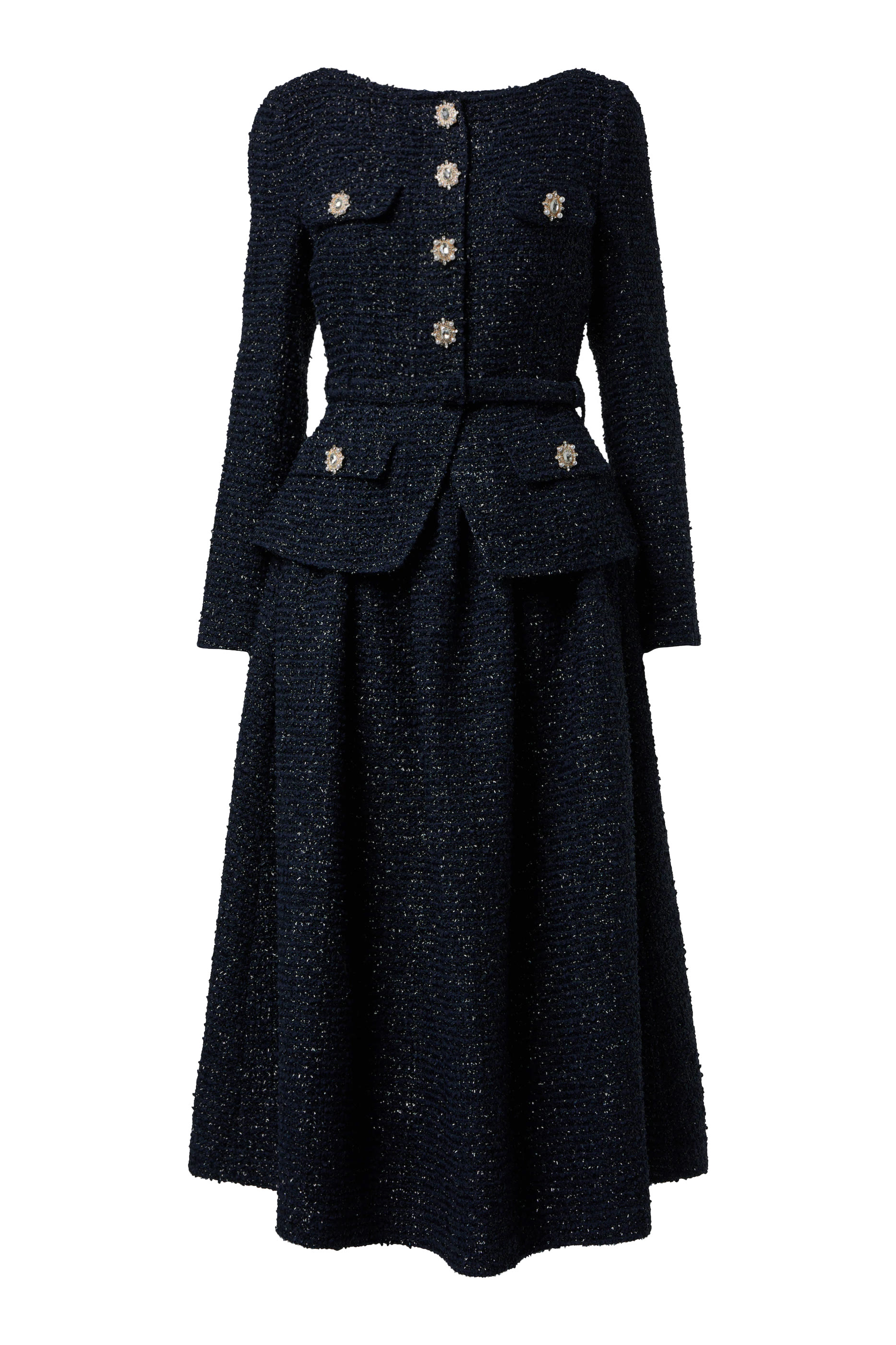 Metallic Boucle Midi Dress