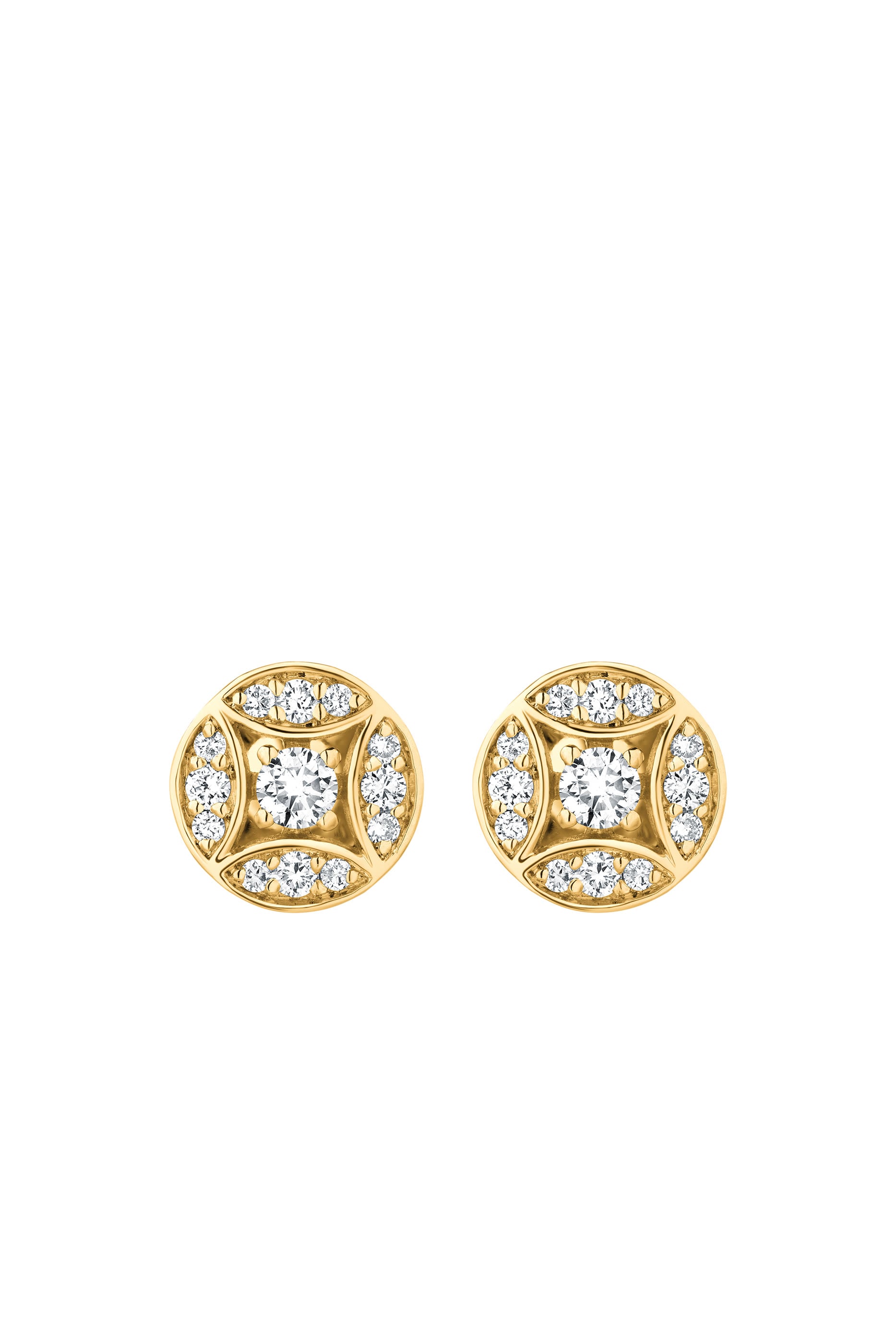 Barq Marquise Circle Stud Earrings, 18k Yellow Gold & Diamonds
