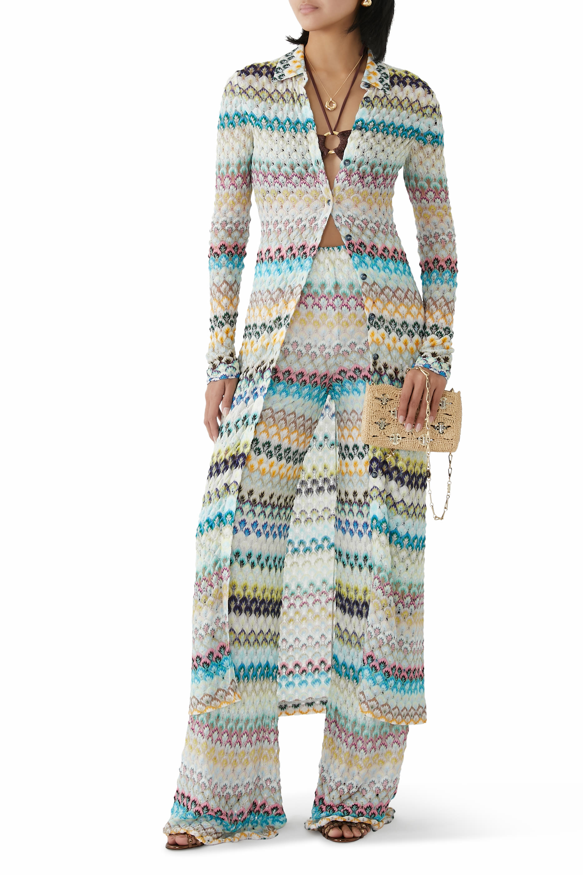  Striped Long Cardigan