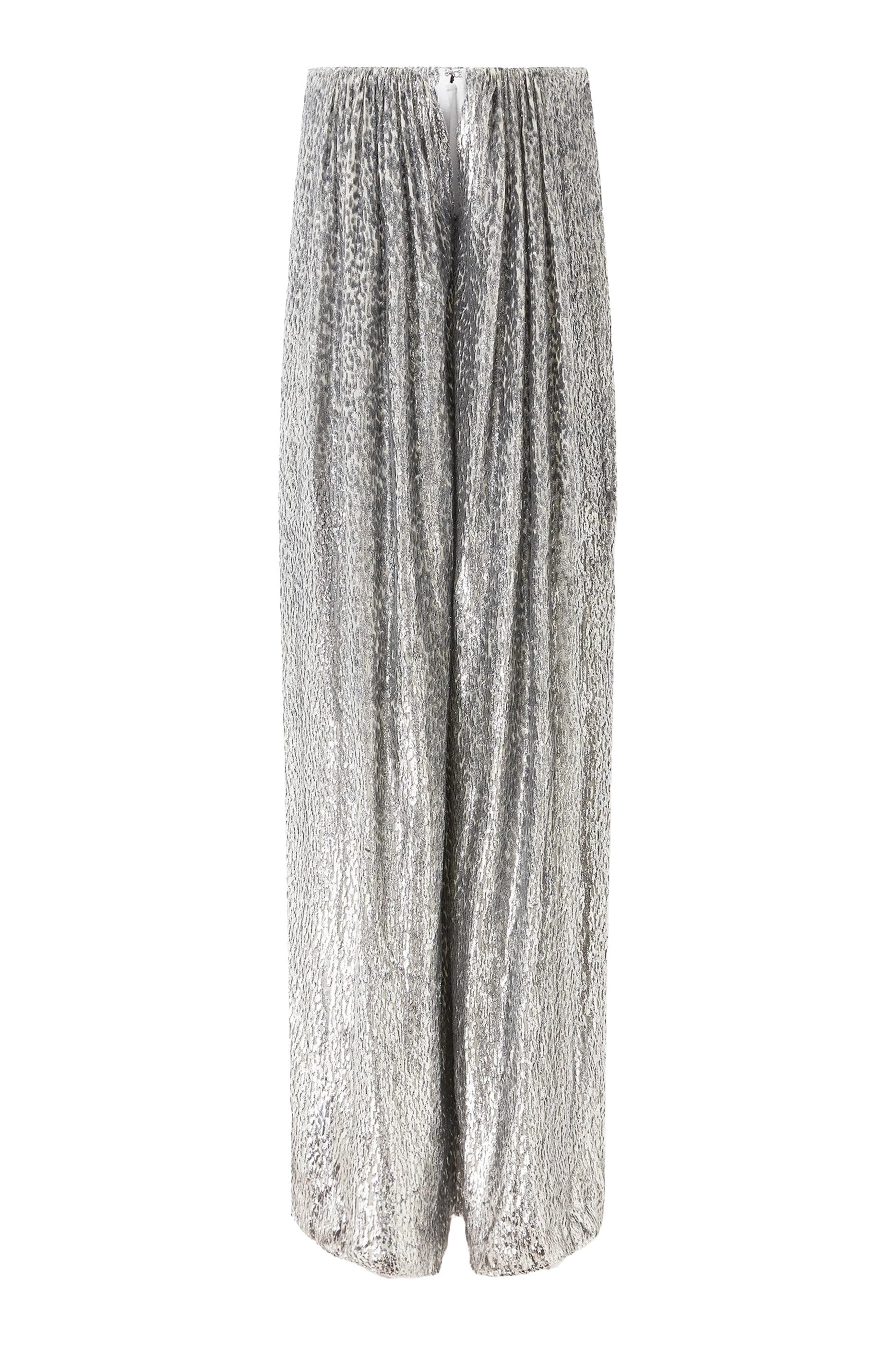 Pleated Metallic Velvet Dress