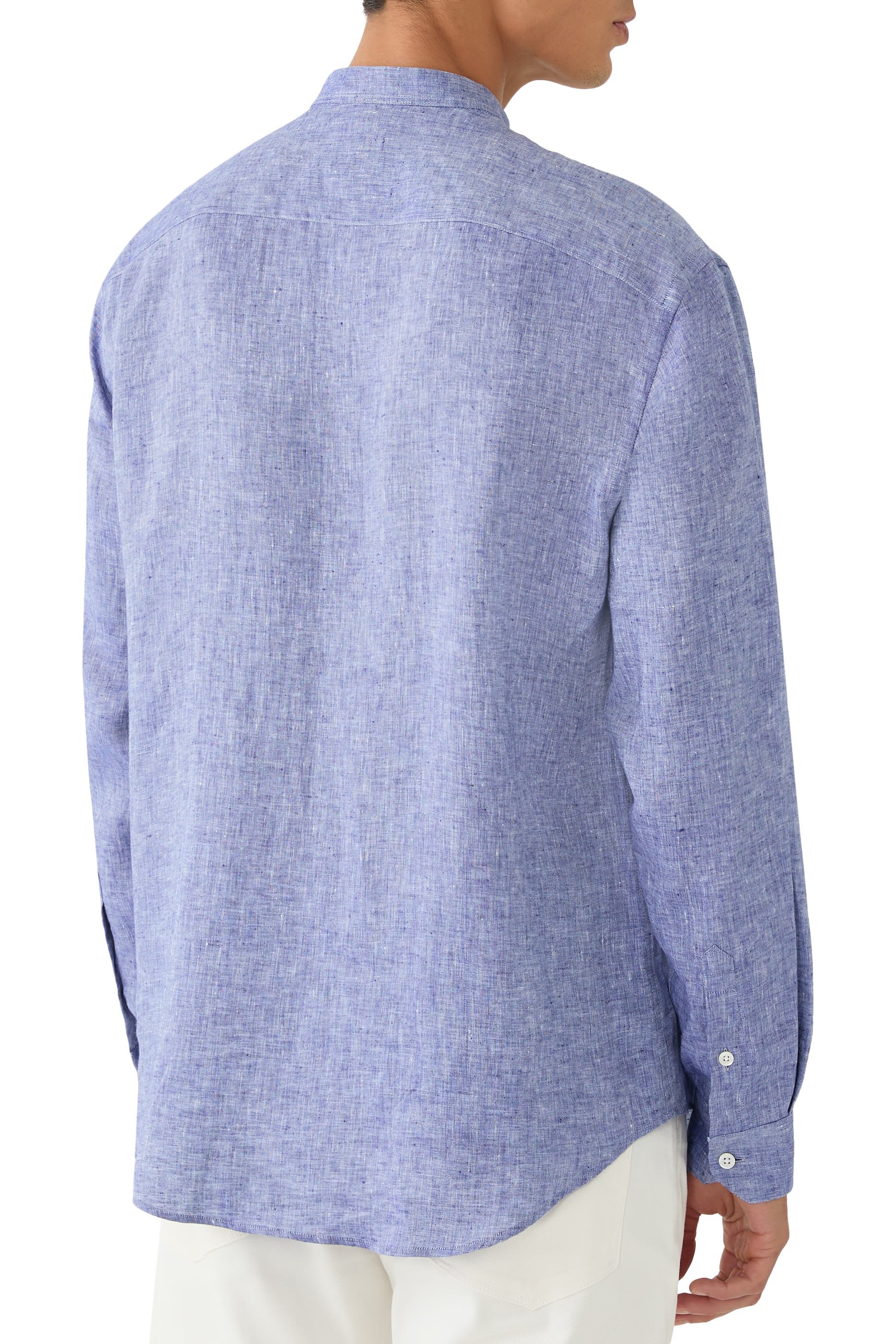 Linen Chambray Shirt with Guru Collar