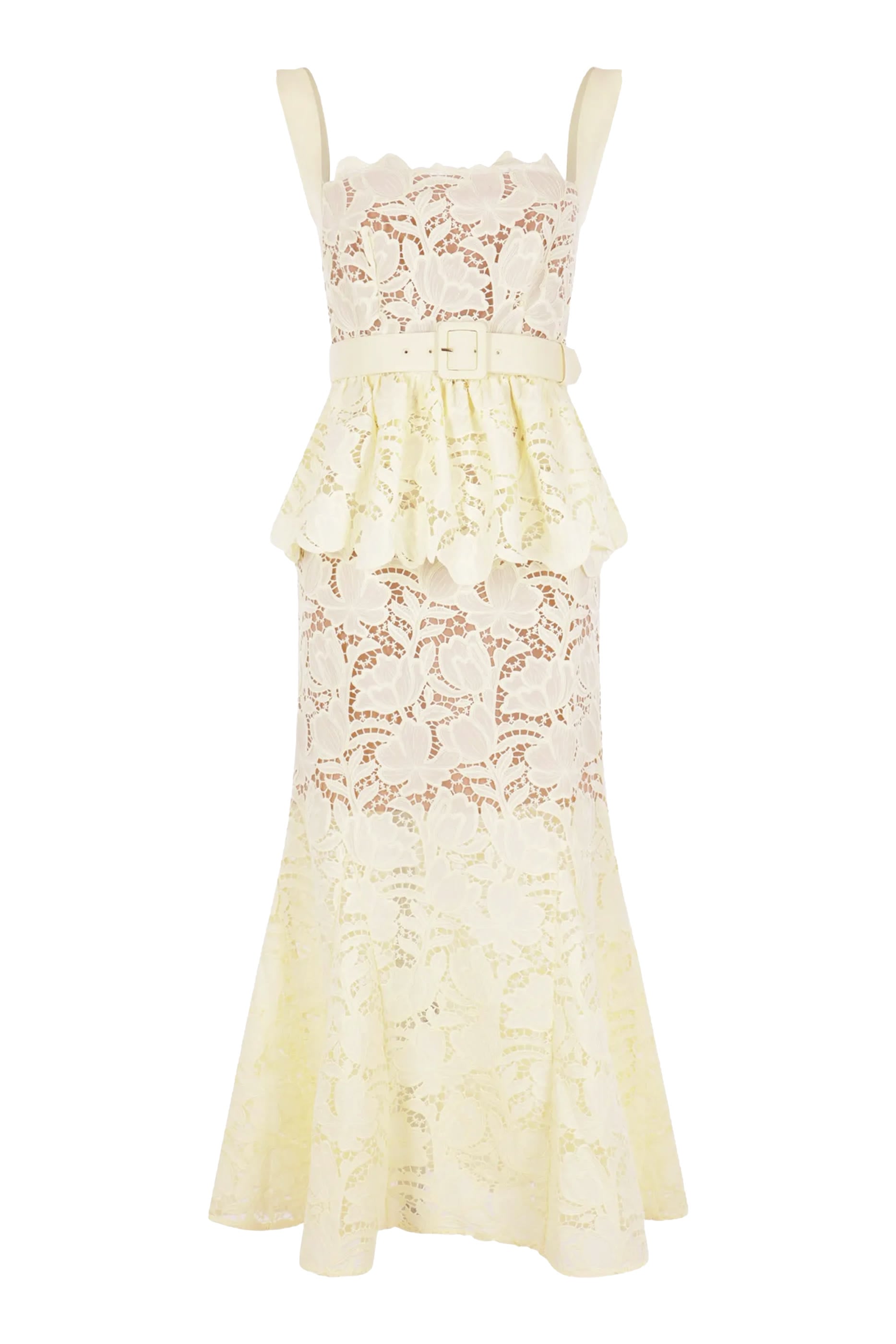 Lace Peplum Midi Dress