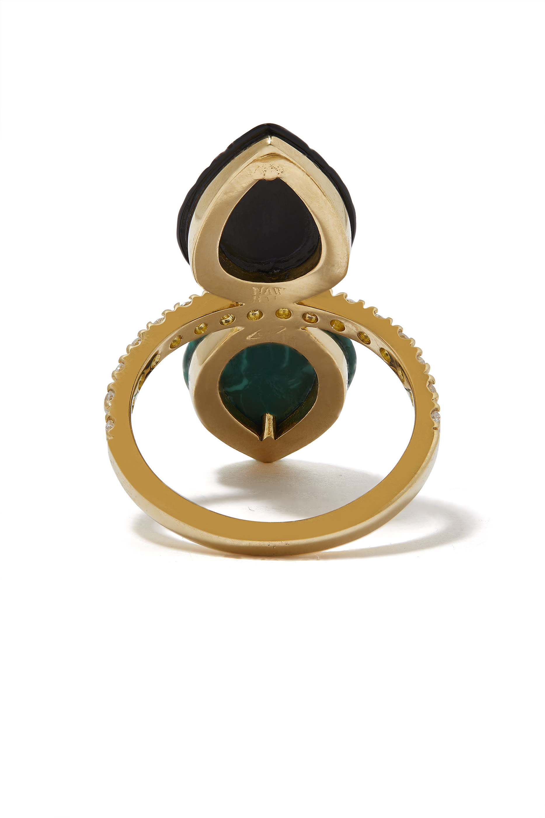 Bond Street Ring, 18k Yellow Gold with Diamond & Malachite