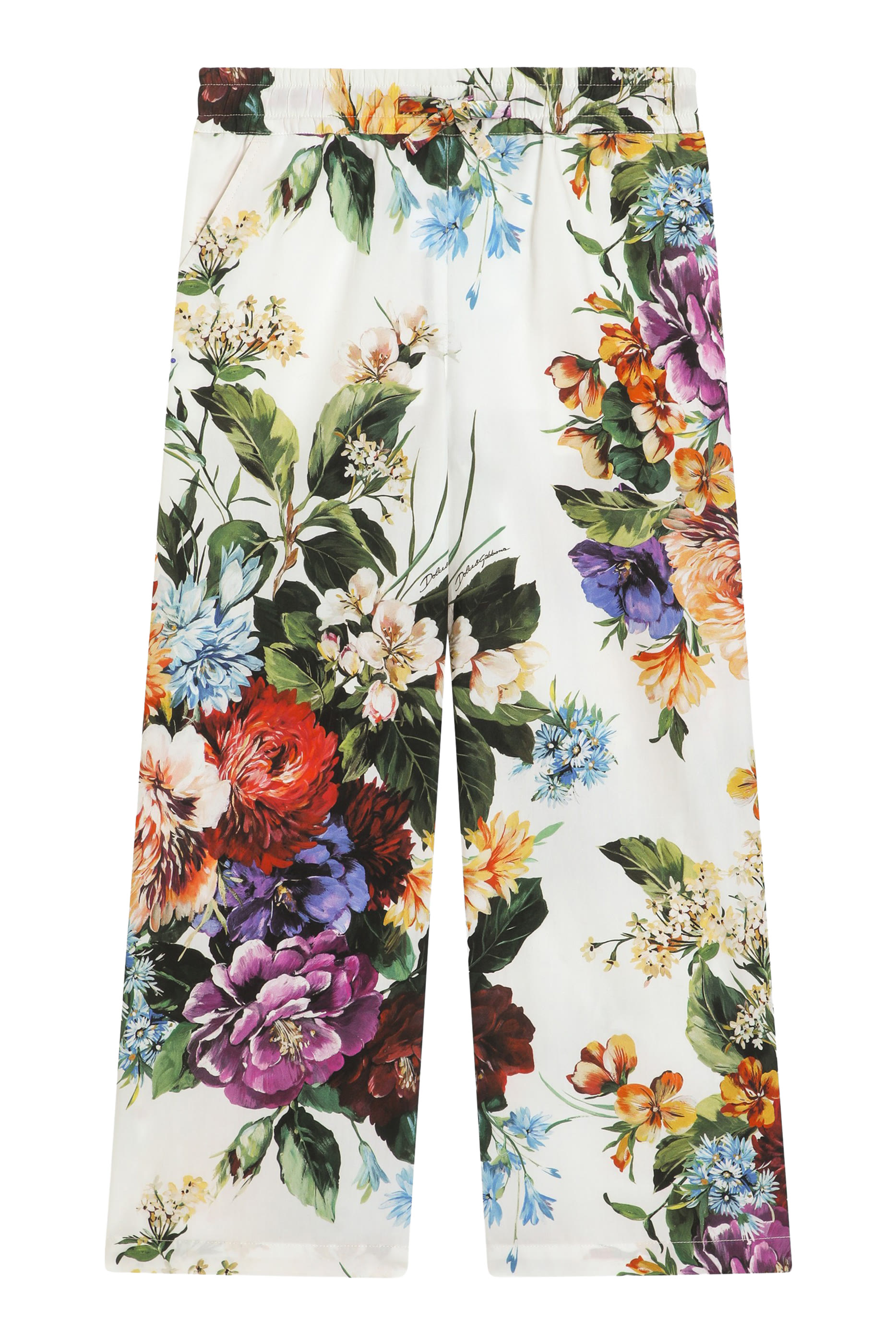 Kids Flower-Print Cotton Poplin Trousers