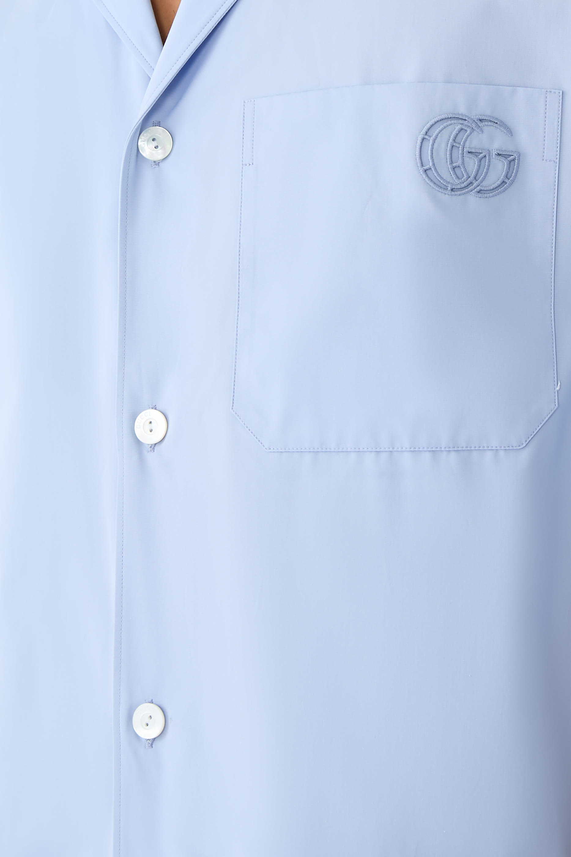 Cotton Poplin Shirt with GG Embroidery
