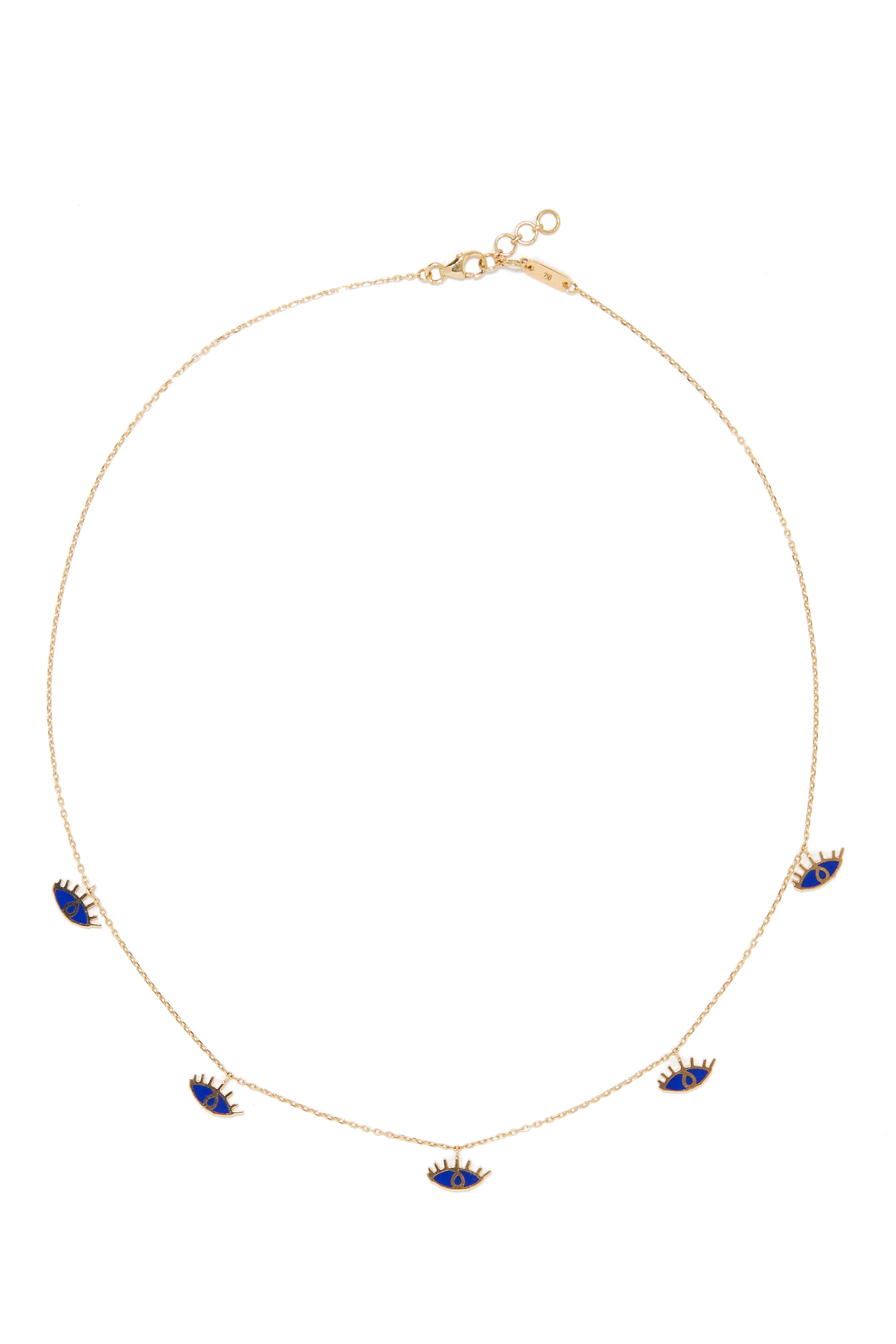 Lapis Blue Enamel Five Eyes Necklace