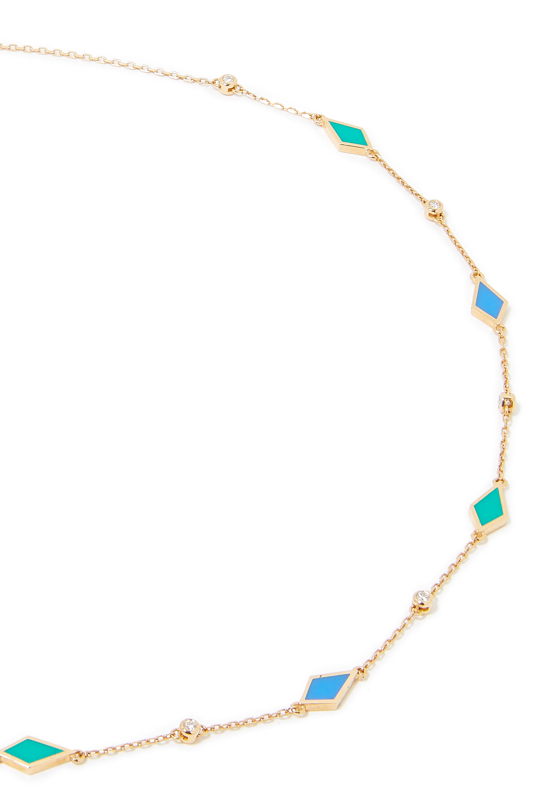 Mosaic Choker, 18k Yellow Gold & Diamonds, Enamel