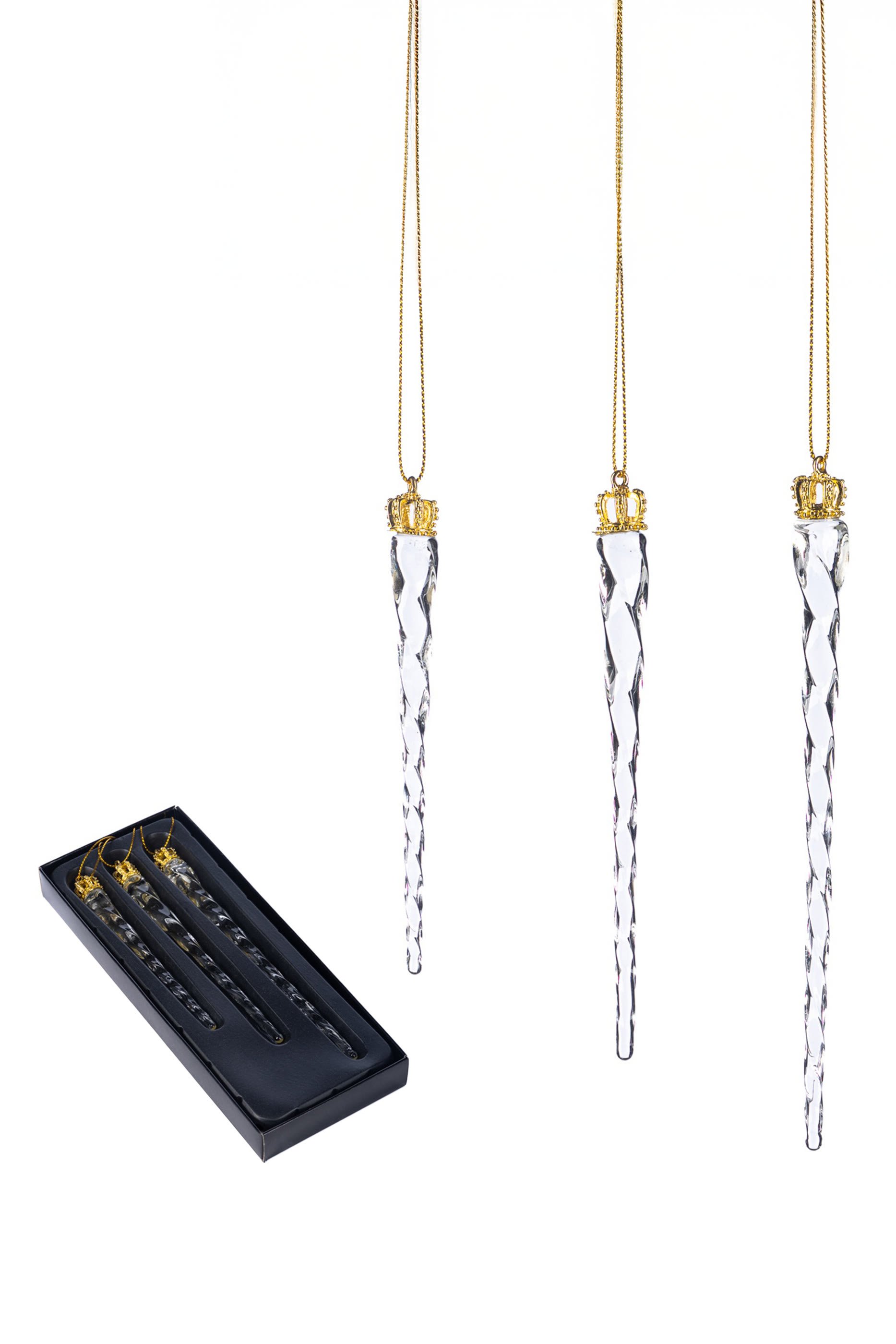 Glass Crown Icicle, Set of 3