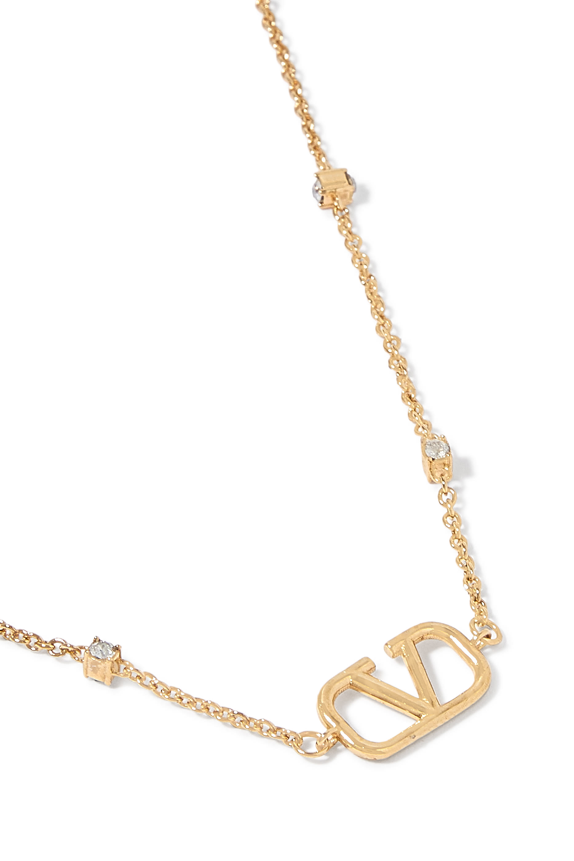 Mini Vlogo Signature Necklace in Metal and Swarovski® Crystals