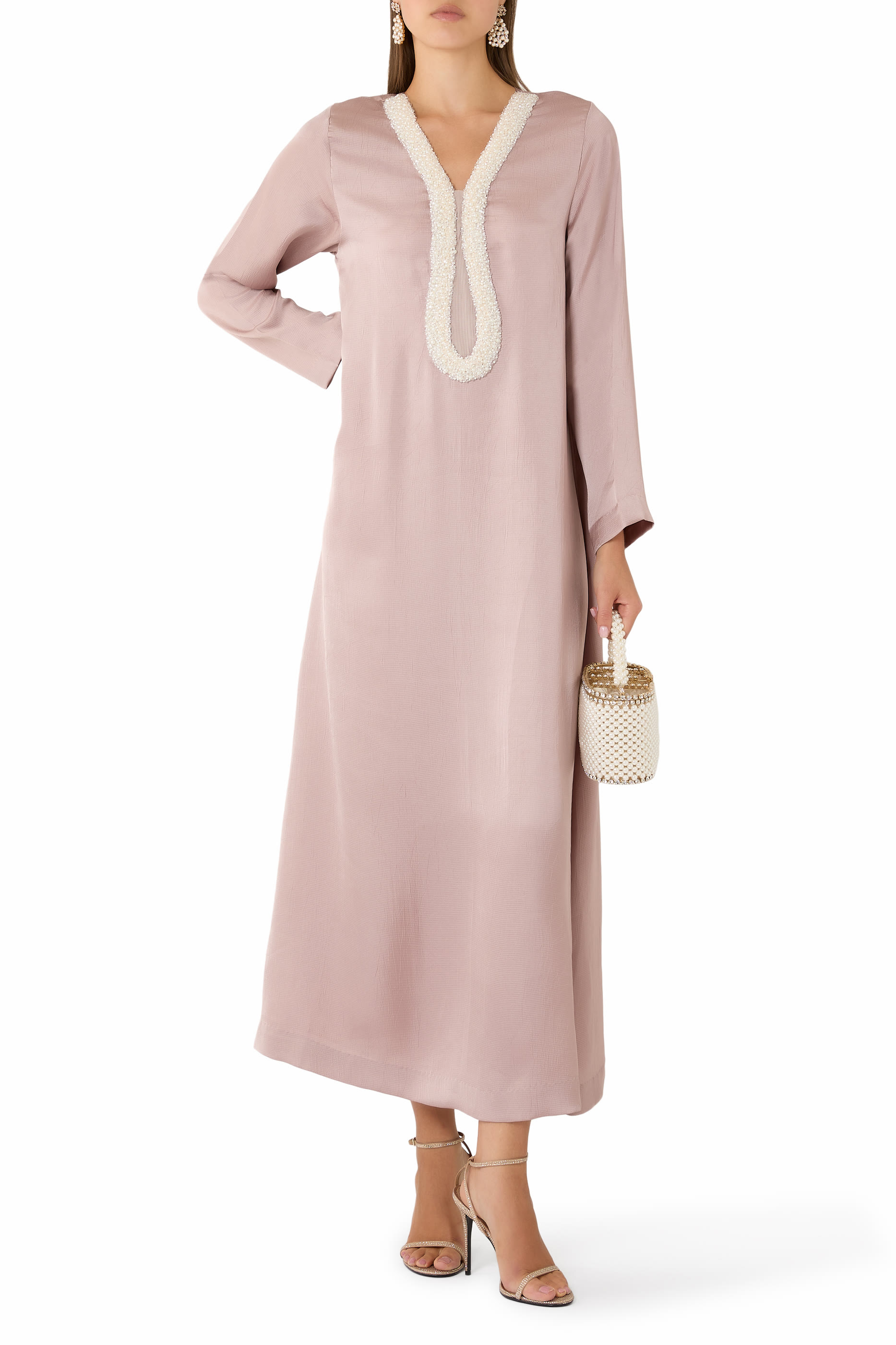 Intricate Embellished Neck Cut-Out Detail Dress