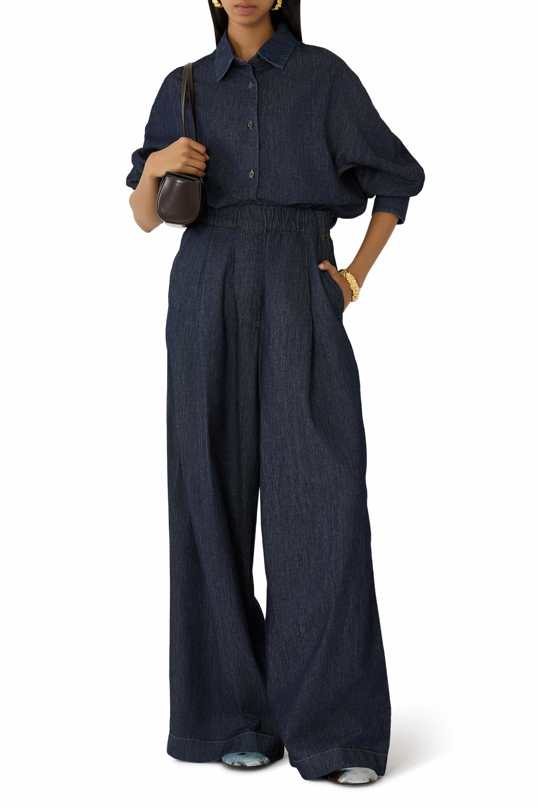 Wide-Leg Denim Trousers