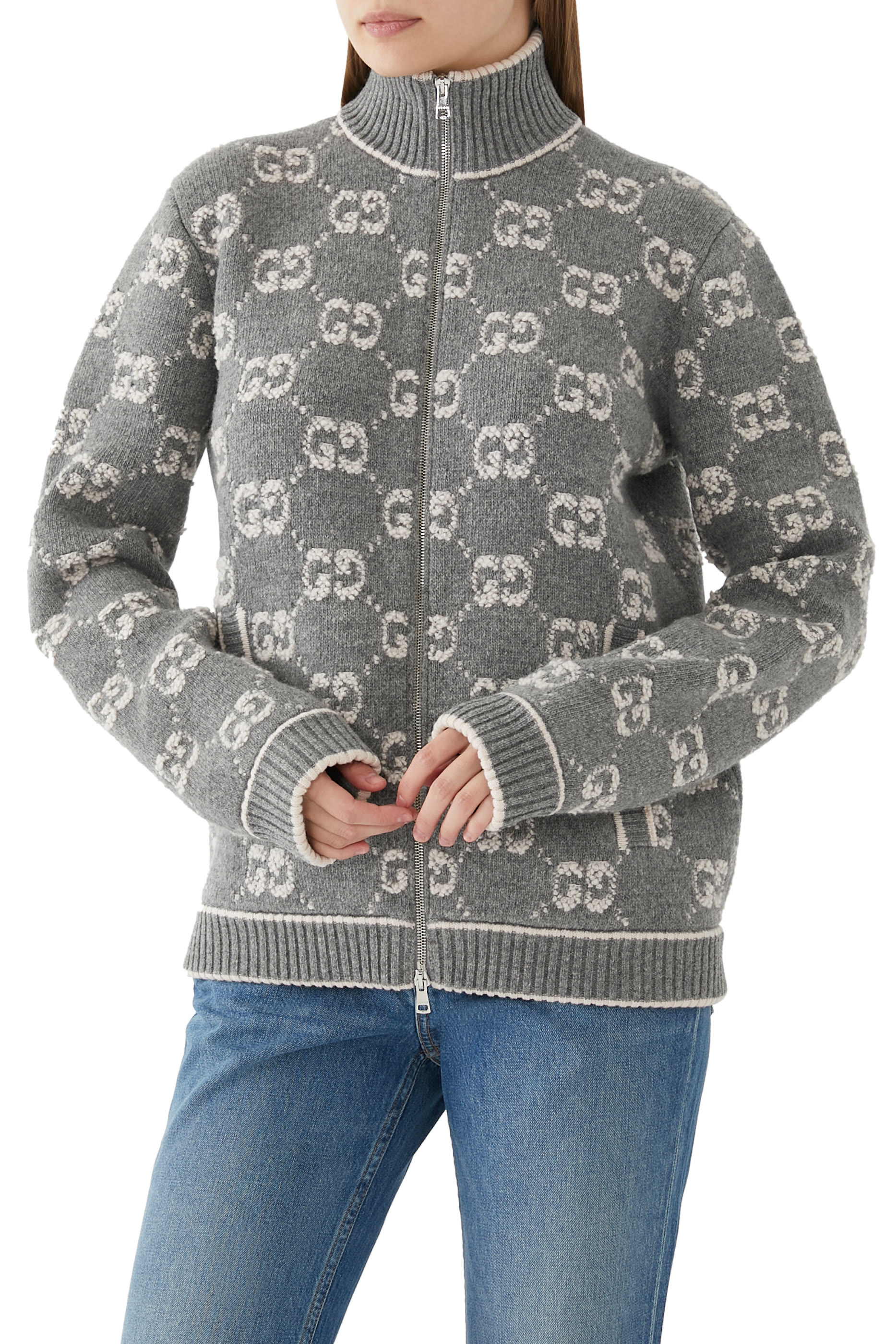 GG Boucl&eacute; Stitch Jacquard Cardigan