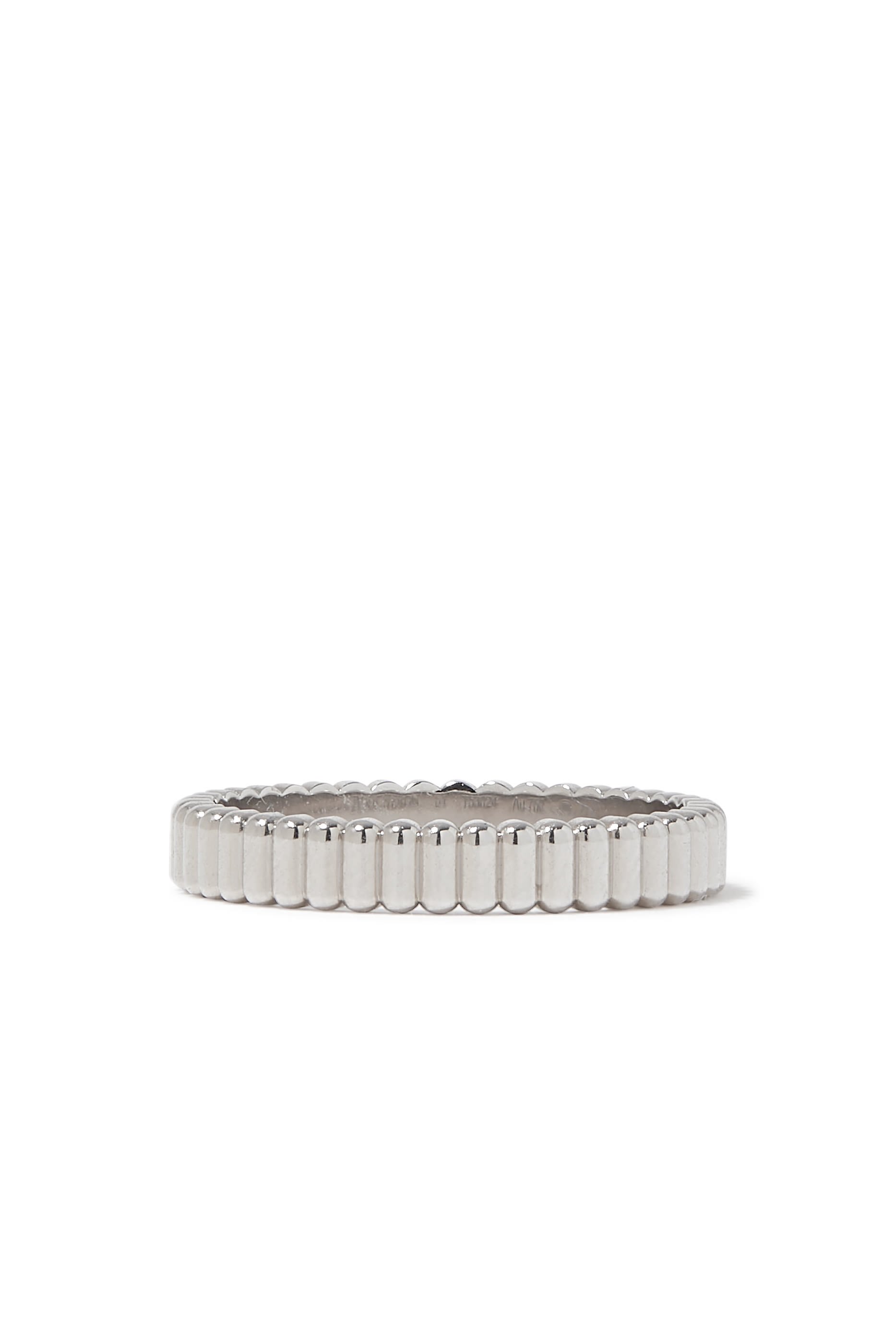 Quatre Radiant Edition Grosgrain Wedding Band, 18k White Gold