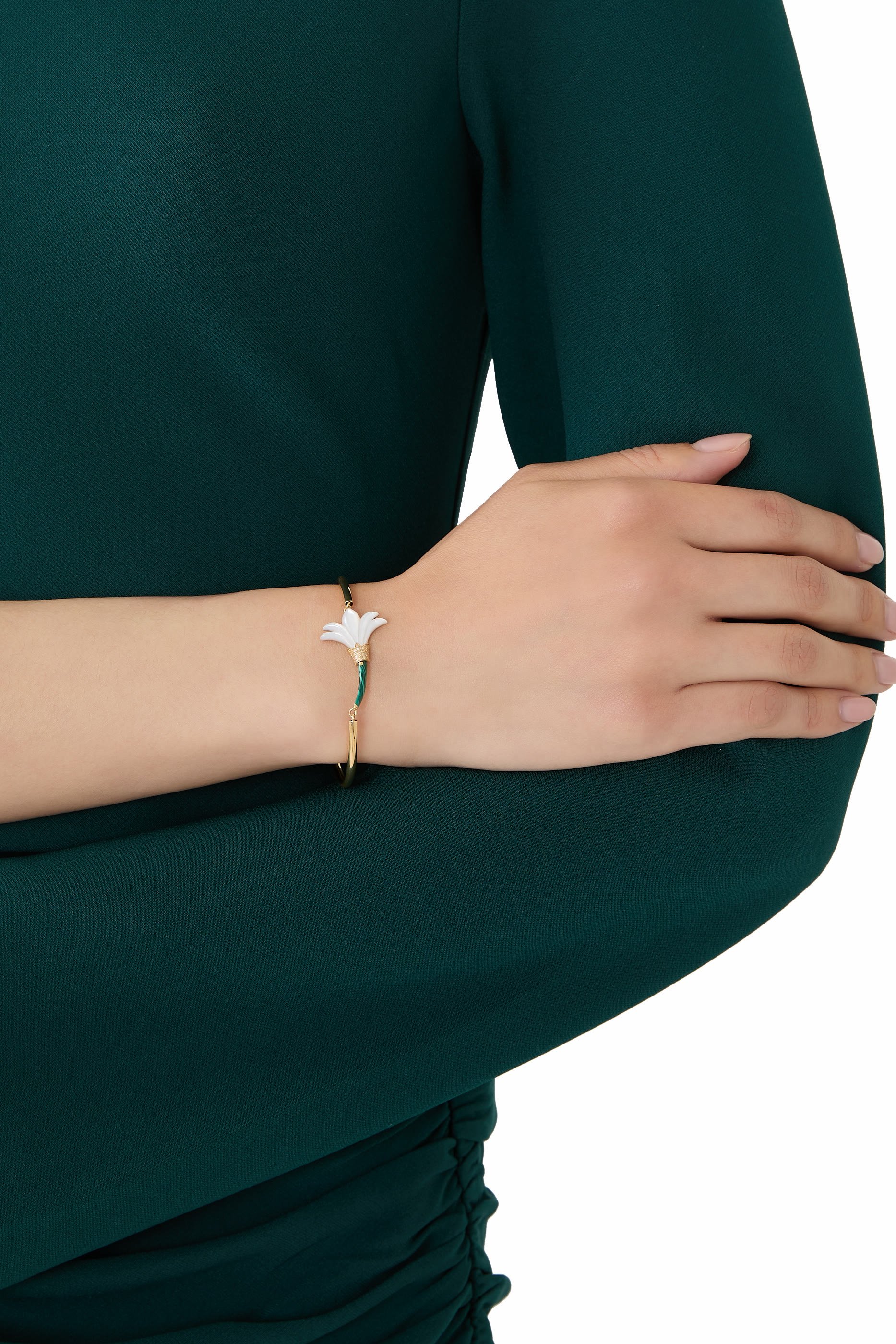 Psychedeliah Bracelet, 18k Yellow Gold, Malachite & Diamonds, Mother of Pearl