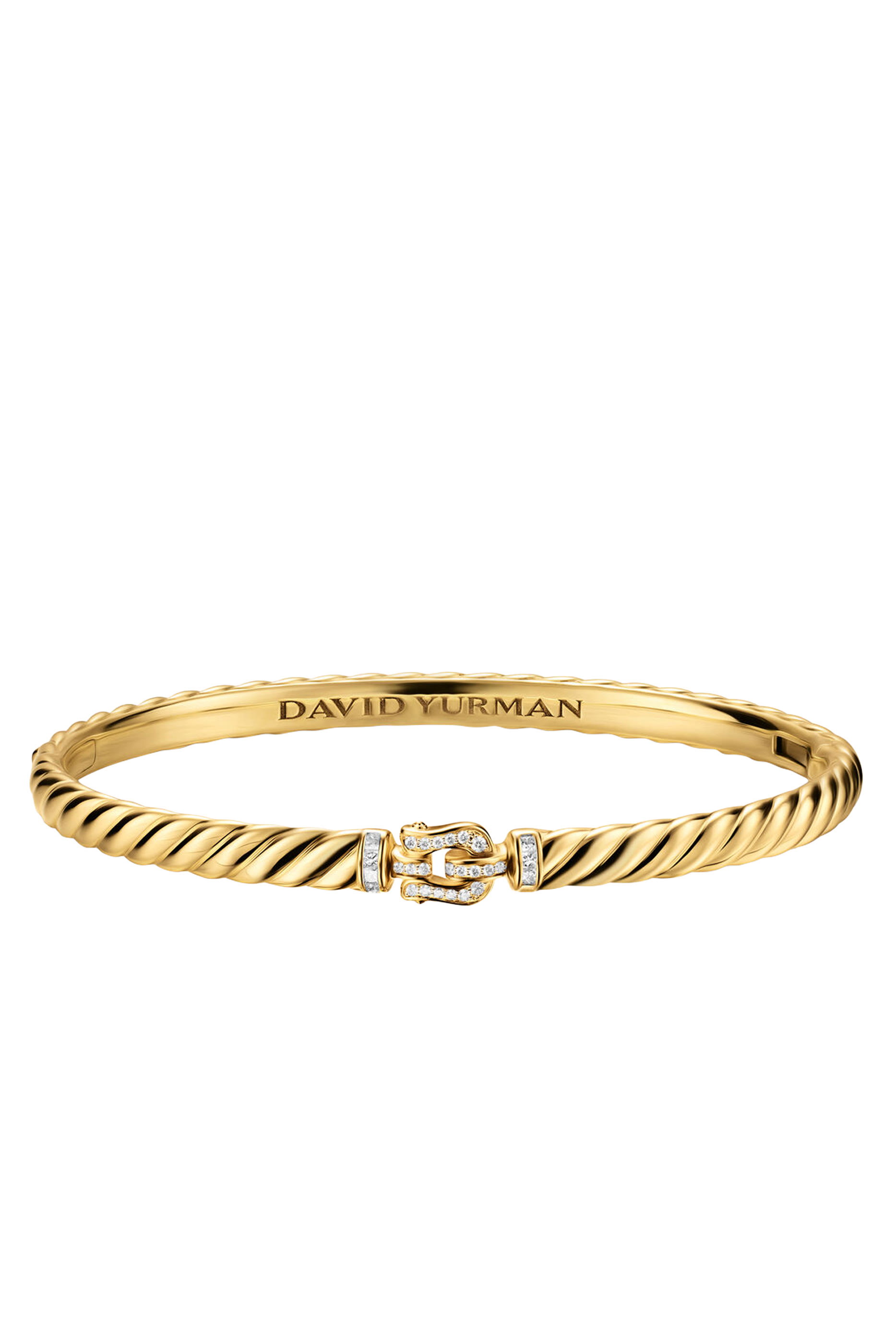 Sculpted Cable Buckle Bracelet, 18K Yellow Gold & Diamonds