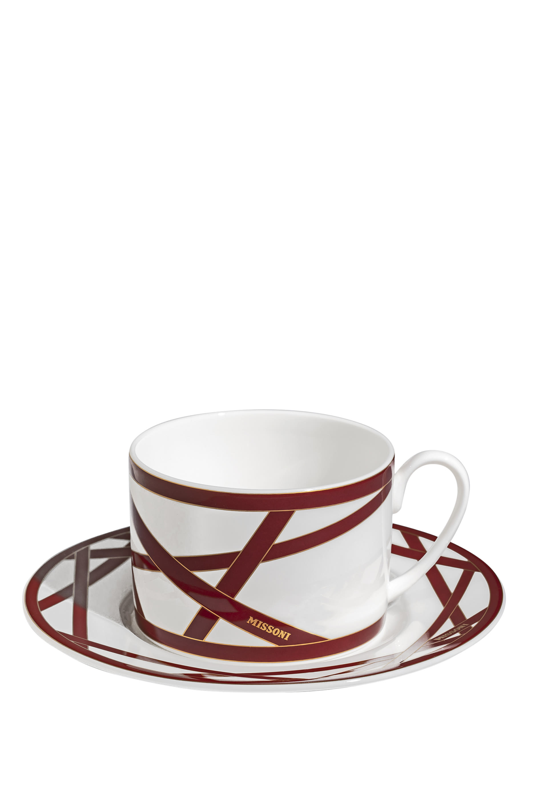 Nastri Bordeaux Tea Cup and Saucer Set
