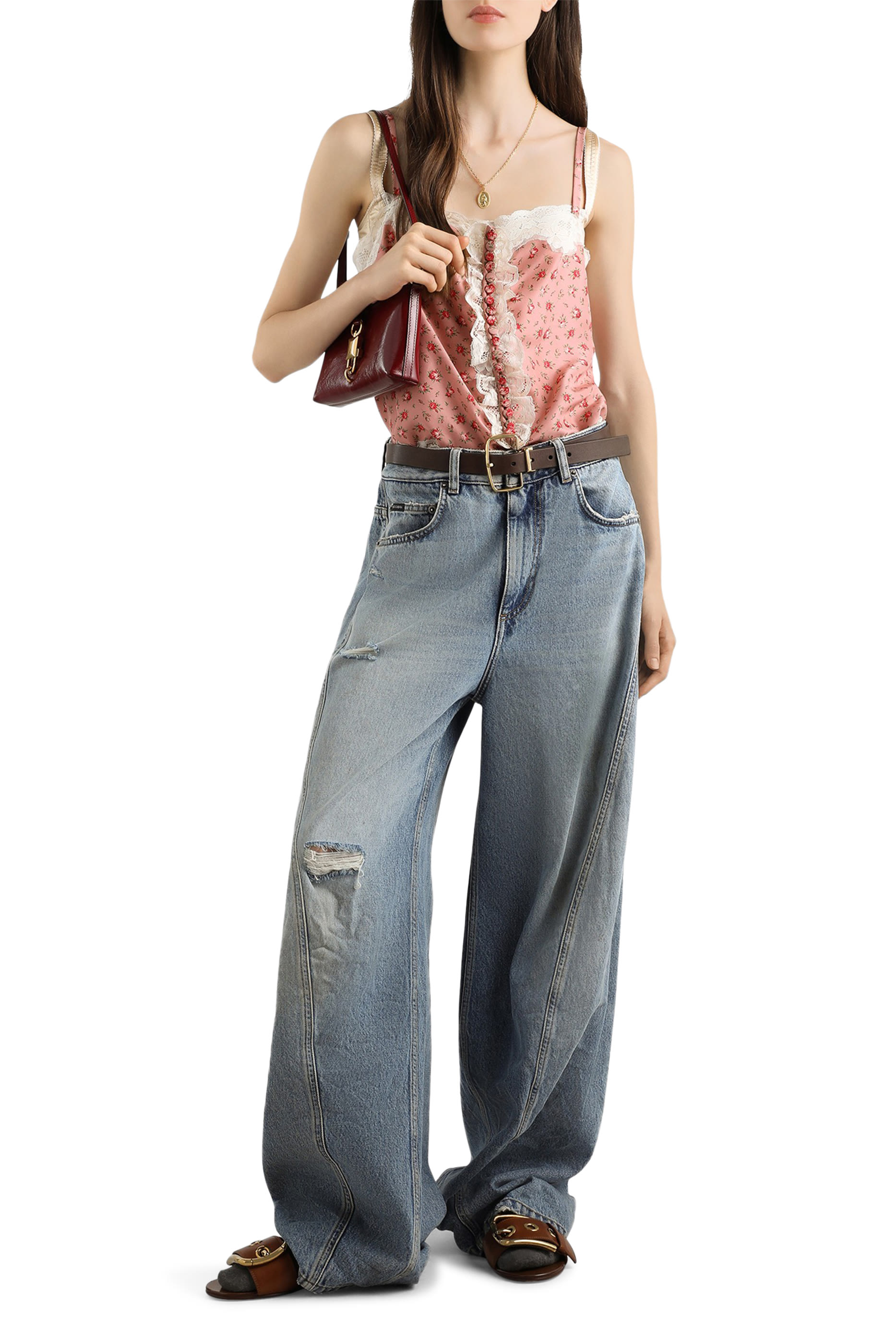 Small Rose-Print Silk Top