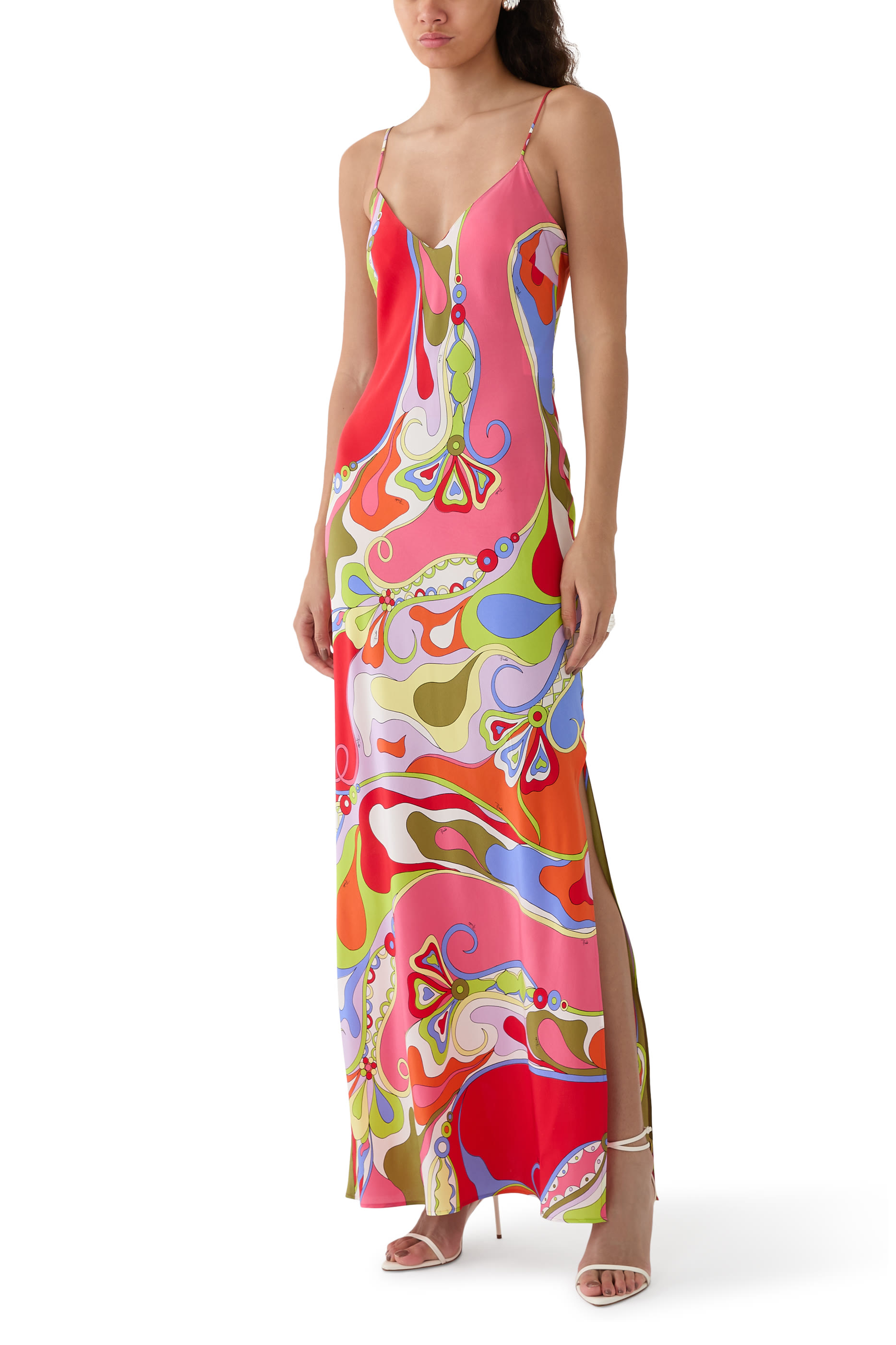 Orchidee-Print Silk Dress