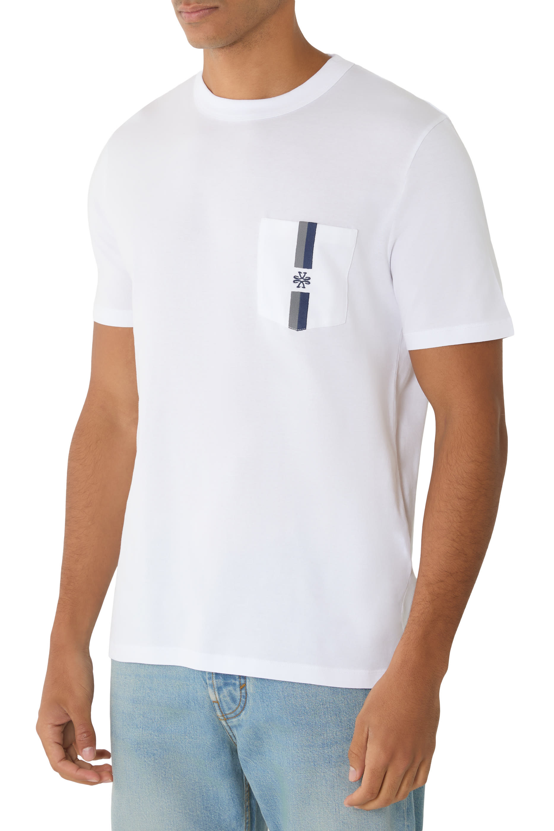 Chest Pocket Cotton Jersey Crewneck T-Shirt
