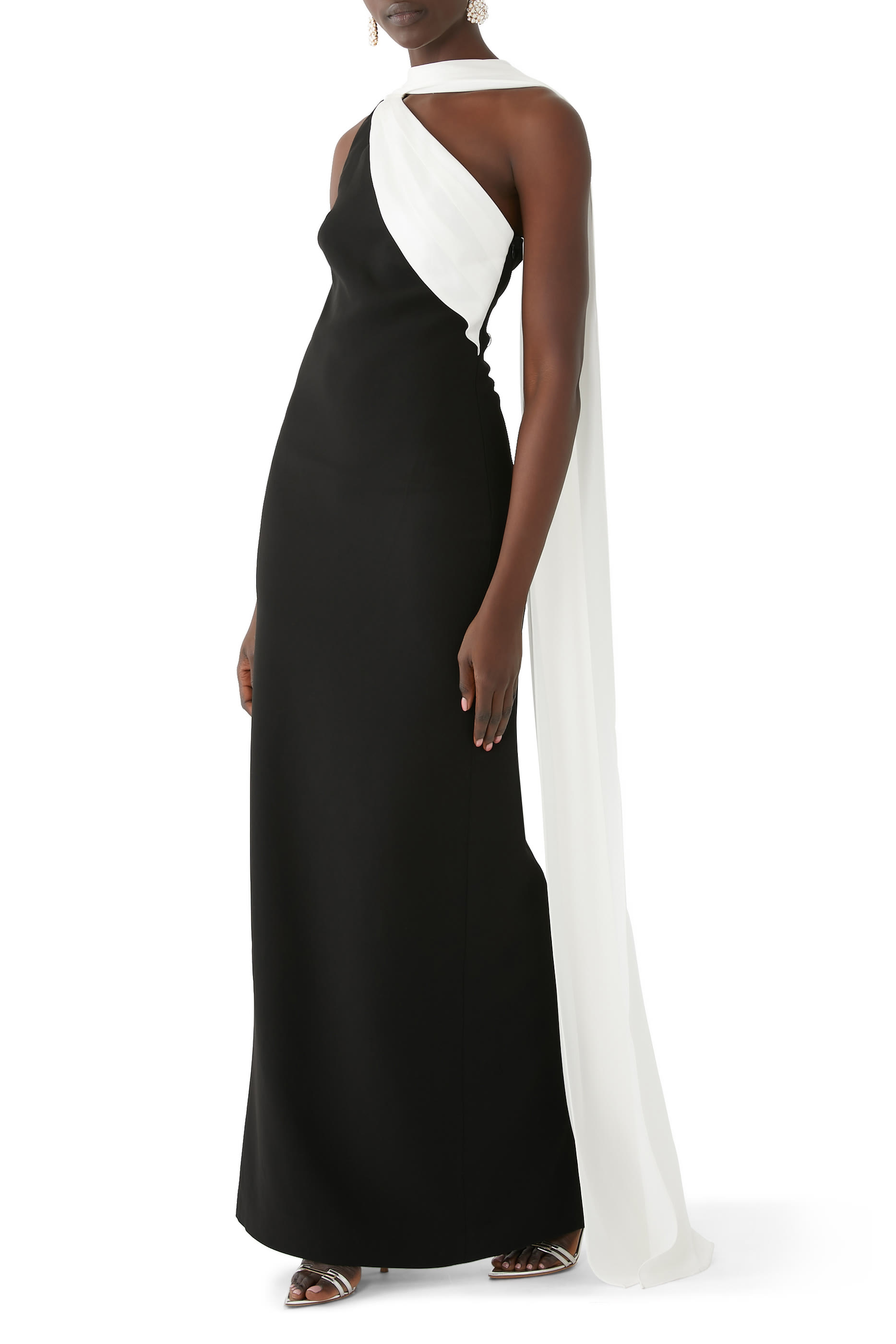 Asymmetric Satin Sash Maxi Dress