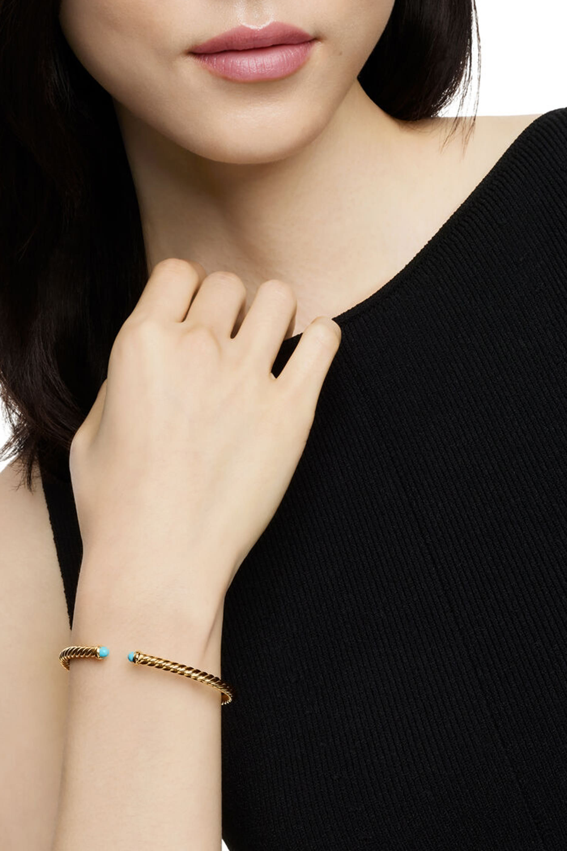 Cable Flex Bracelet, 18k Yellow Gold & Turquoise