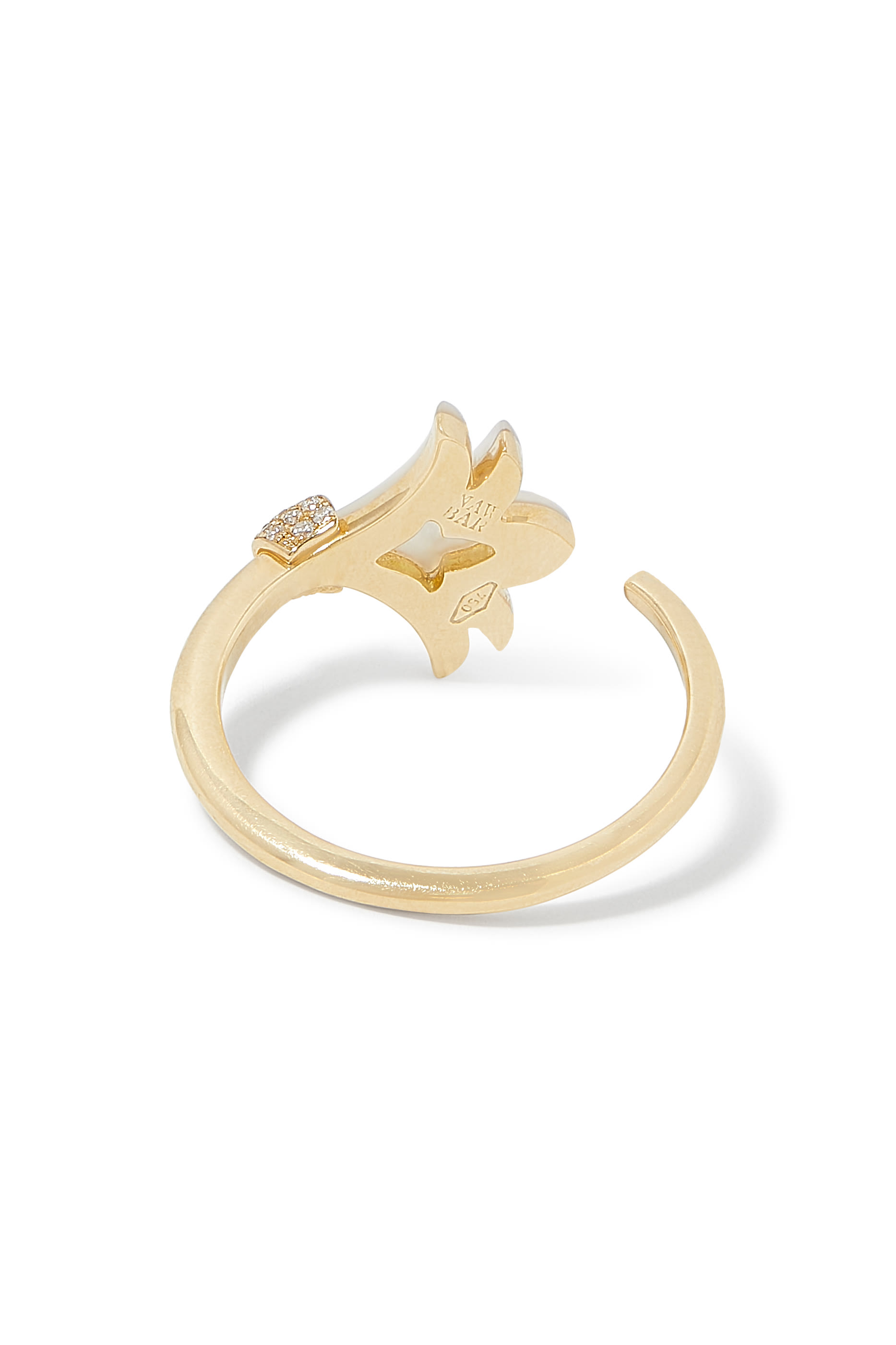 Mini Psychedeliah Vine Ring, 18k Yellow Gold & Diamonds, Mother of Pearl