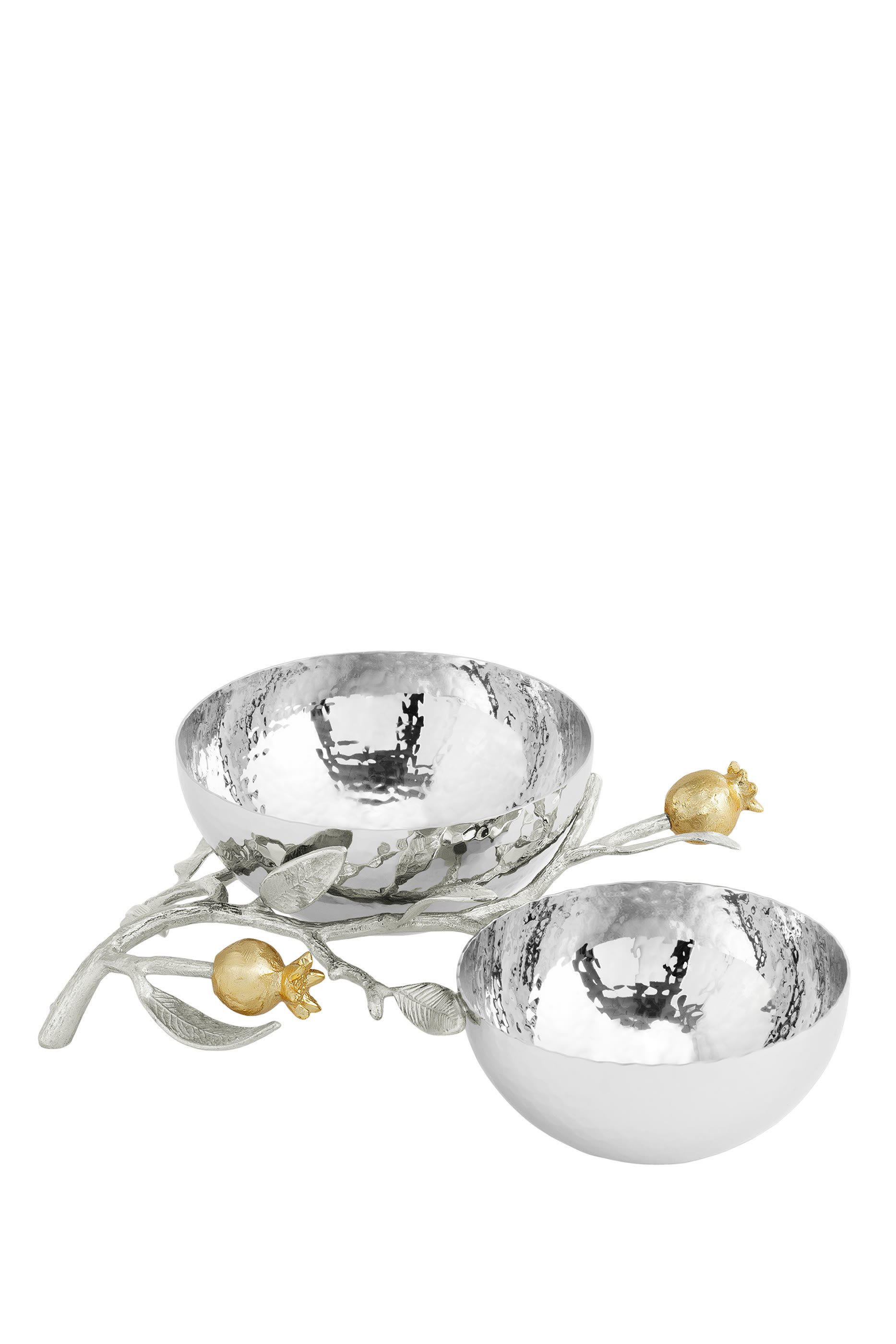 Pomegranate Silver & Gold Double Bowl