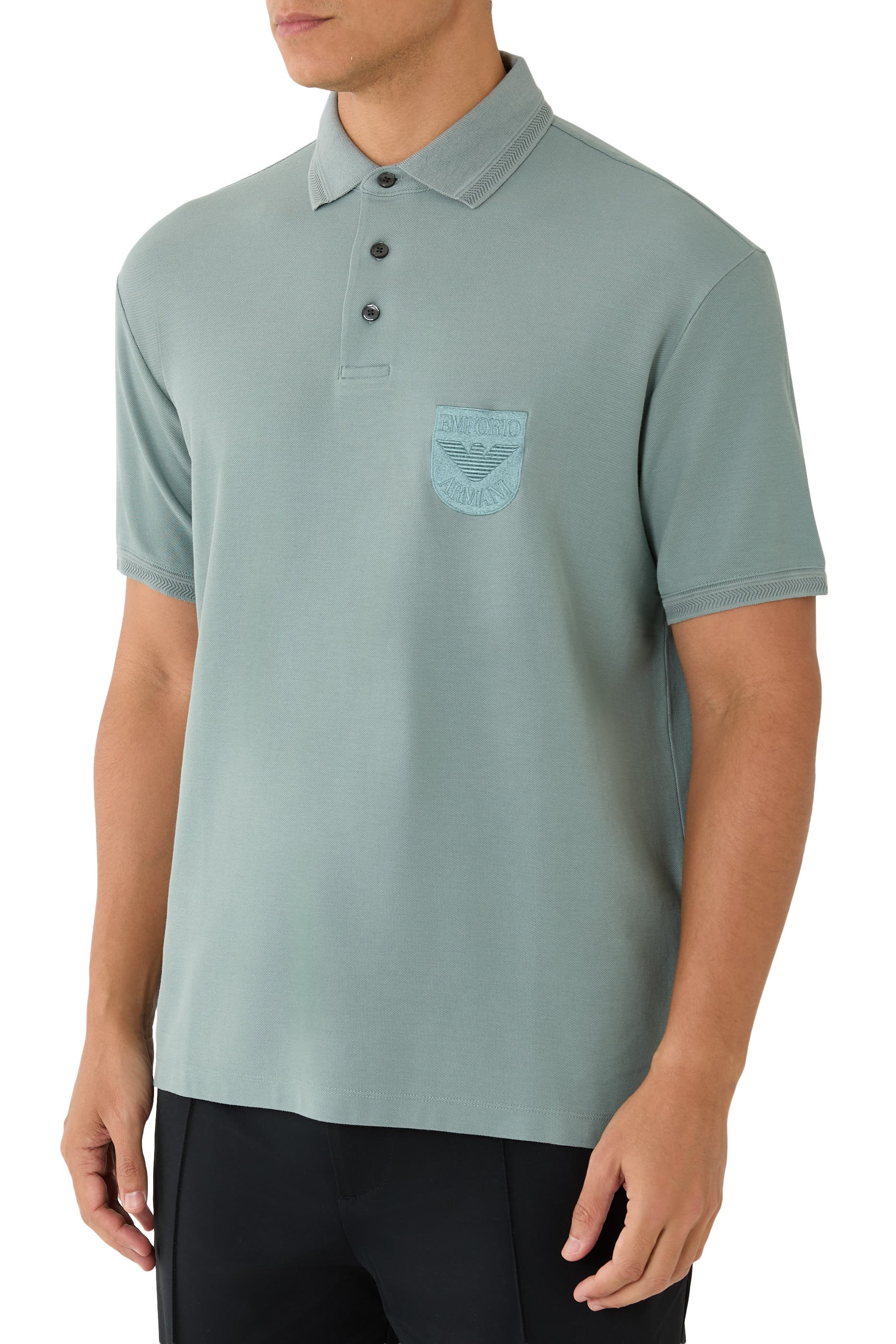 Eagle Patch Piqué Jersey Polo Shirt