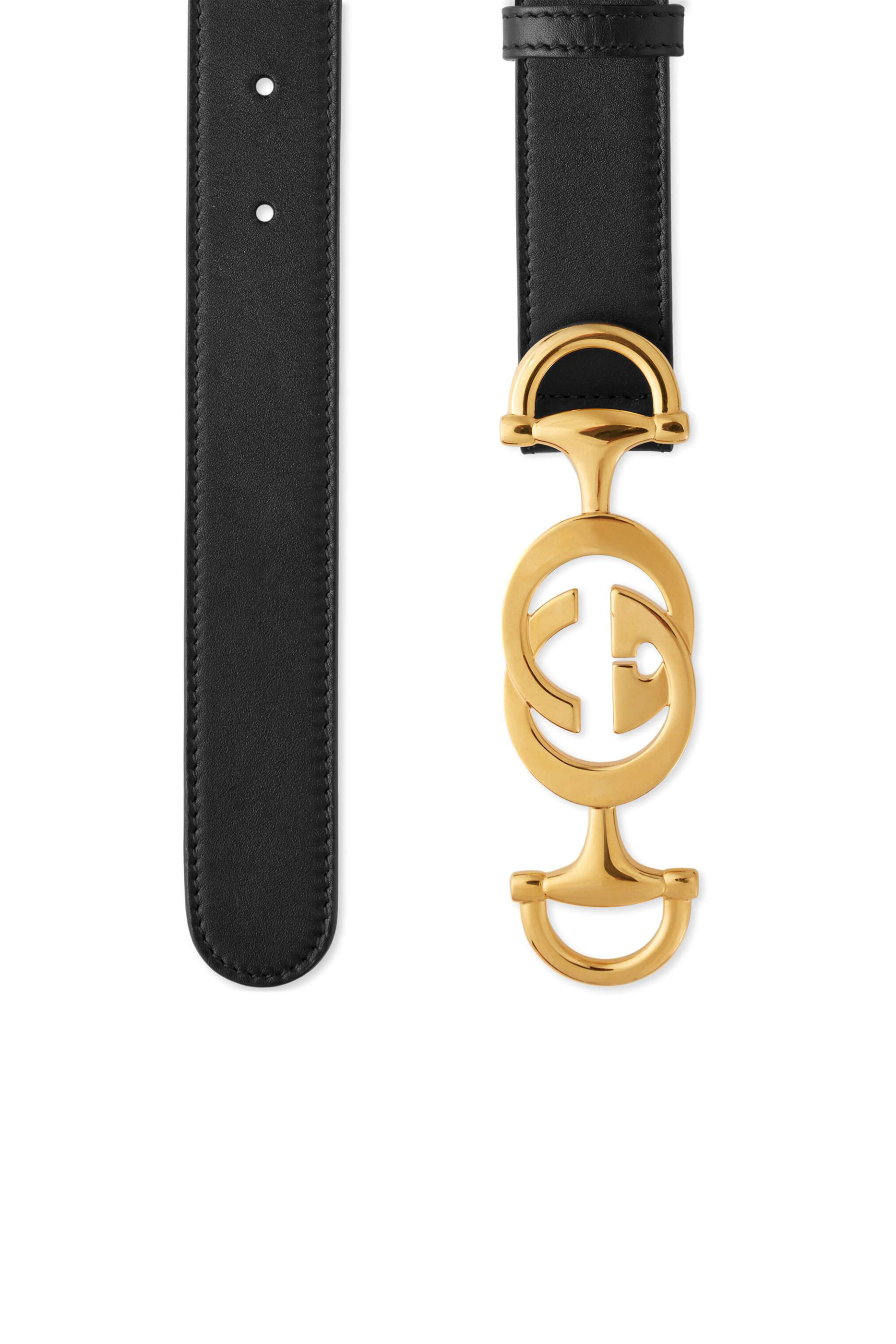 Horsebit-Buckle Leather Belt