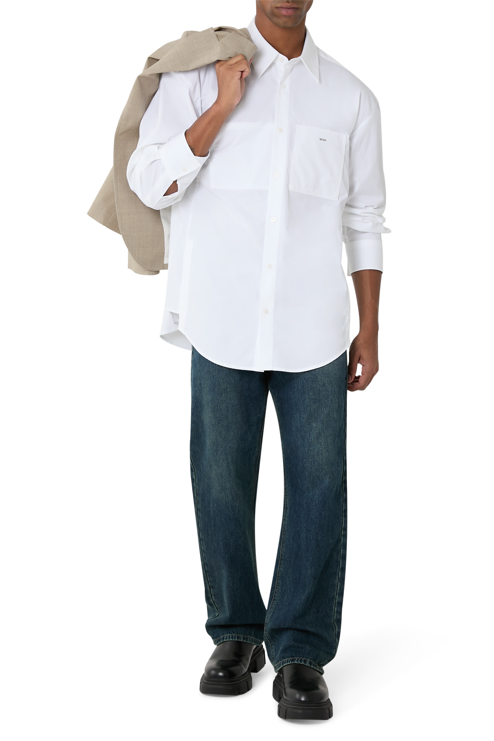  Mint Cotton Back Logo Check Shirt 