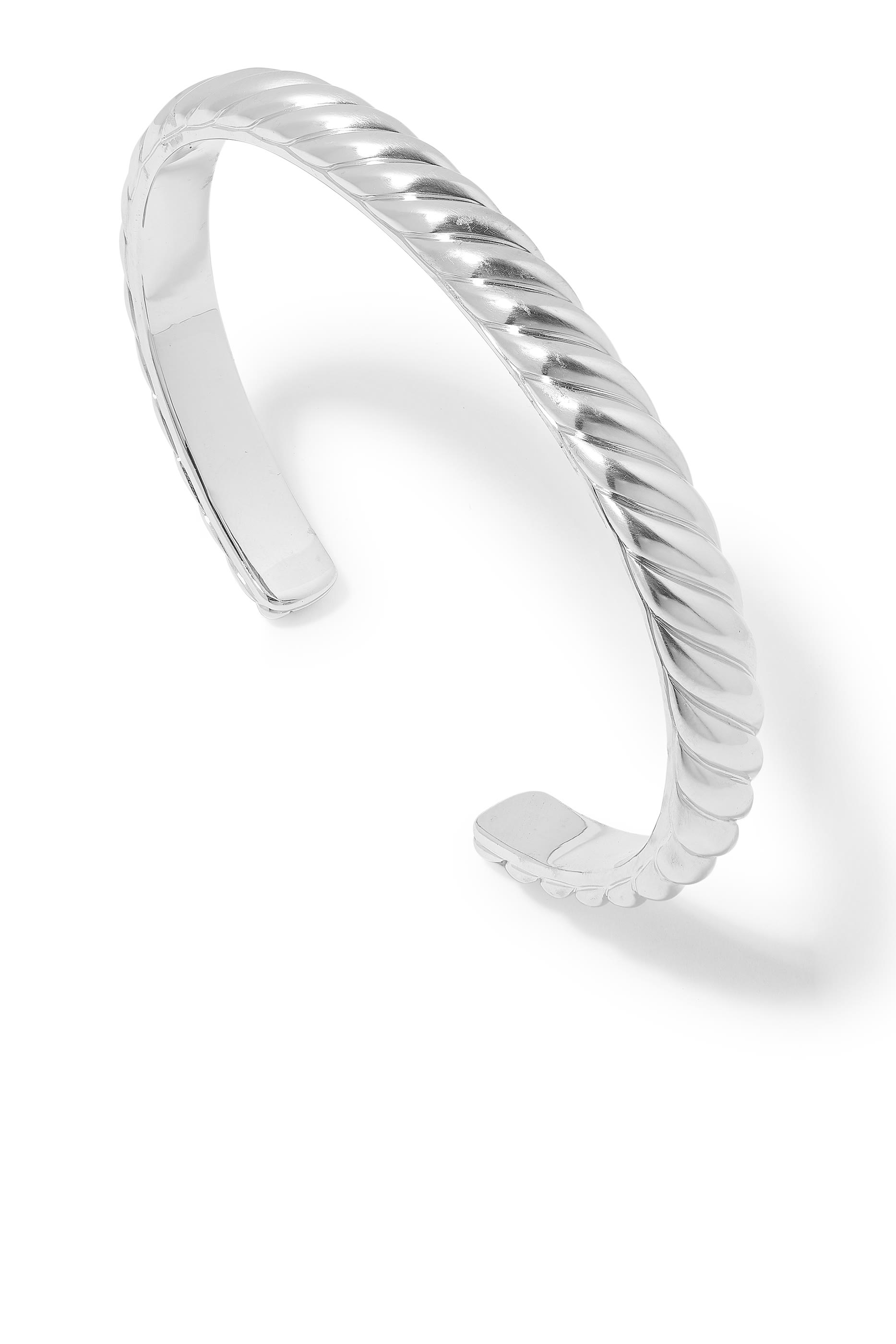 Sculpted Cable Cuff Bracelet, 18k White Gold