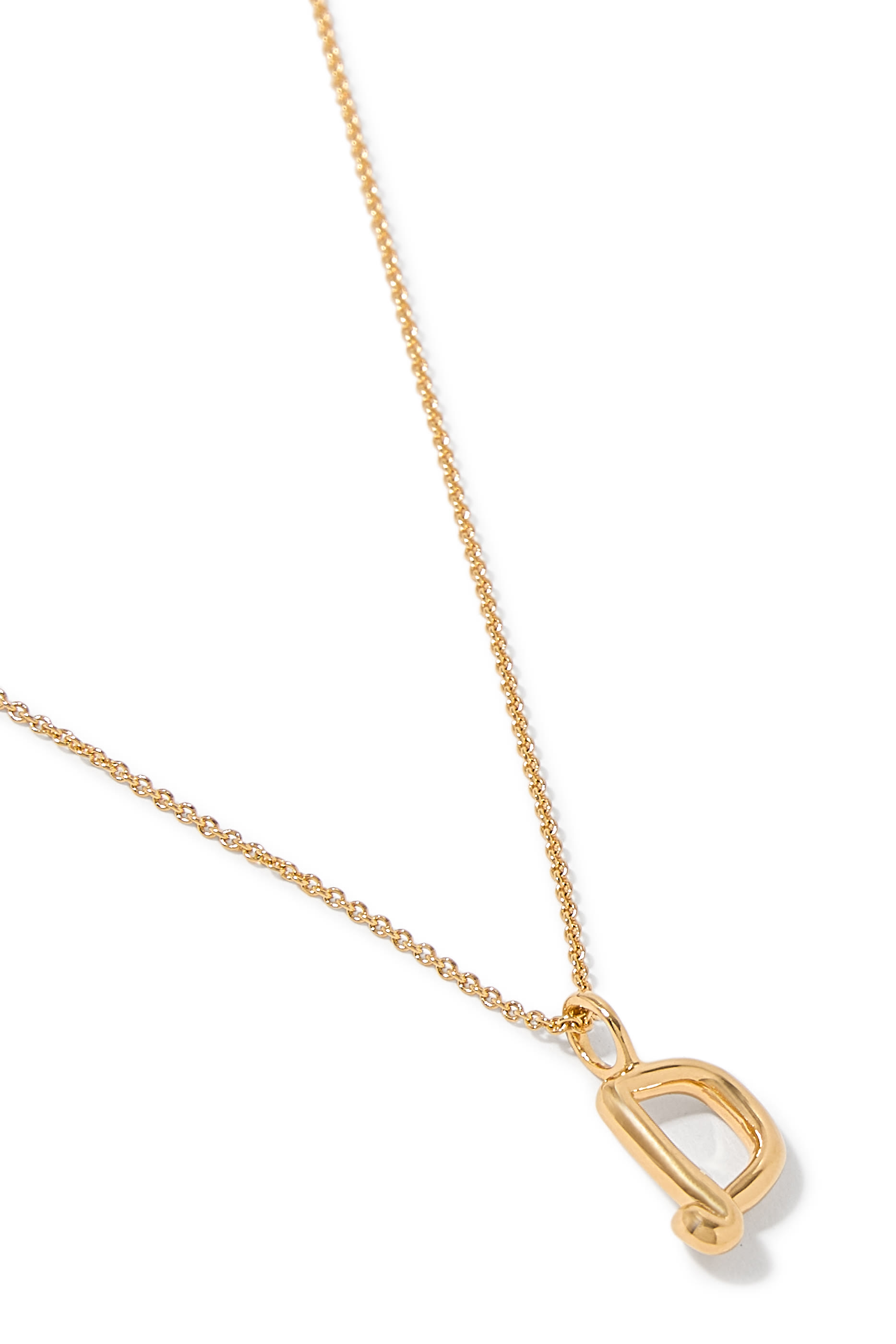 Curly Molten Mini Initial Necklace - D, 18k Recycled Gold Vermeil on Recycled Sterling Silver