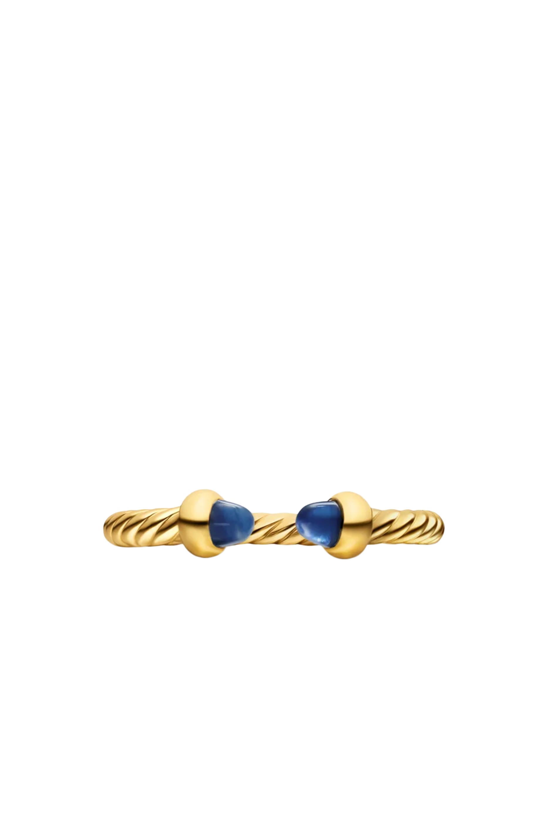 Micro Cablespira&reg; Flex Open Ring, 18K Yellow Gold with Blue Sapphires
