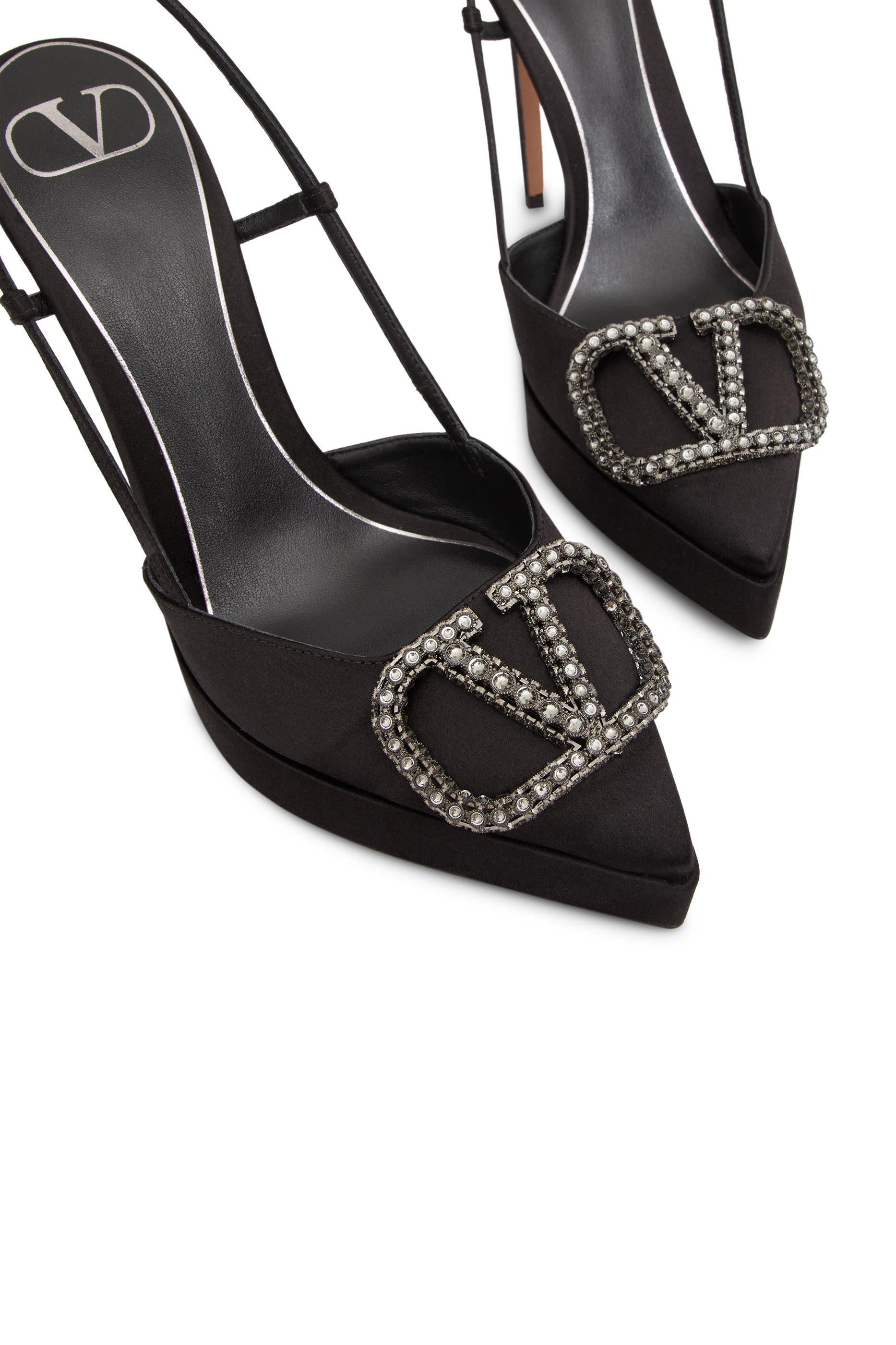 Valentino Garavani Vlogo Signature 120 Satin Slingback Platform Pumps