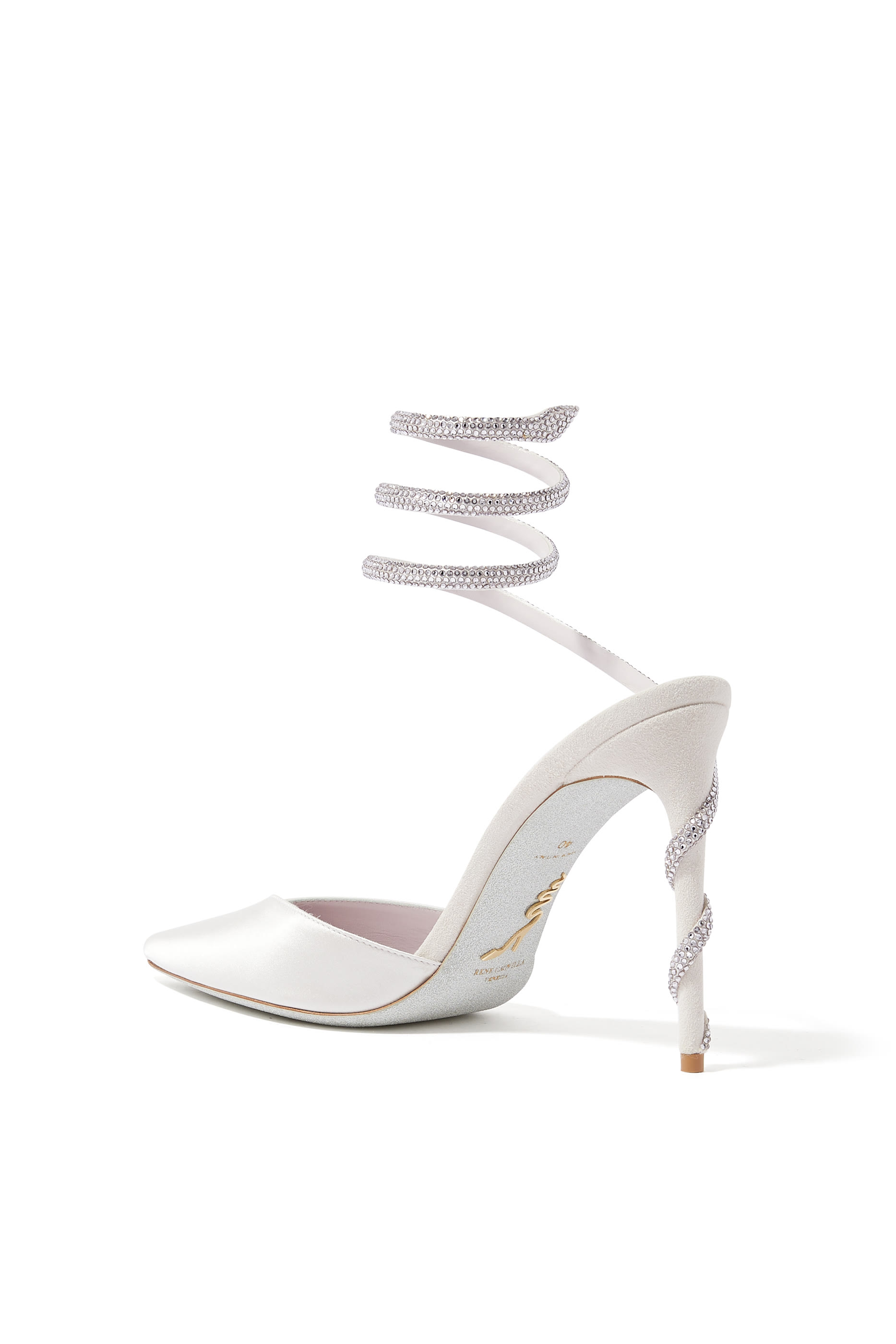 Cleo 105 Crystal Wrap Around Satin Pumps