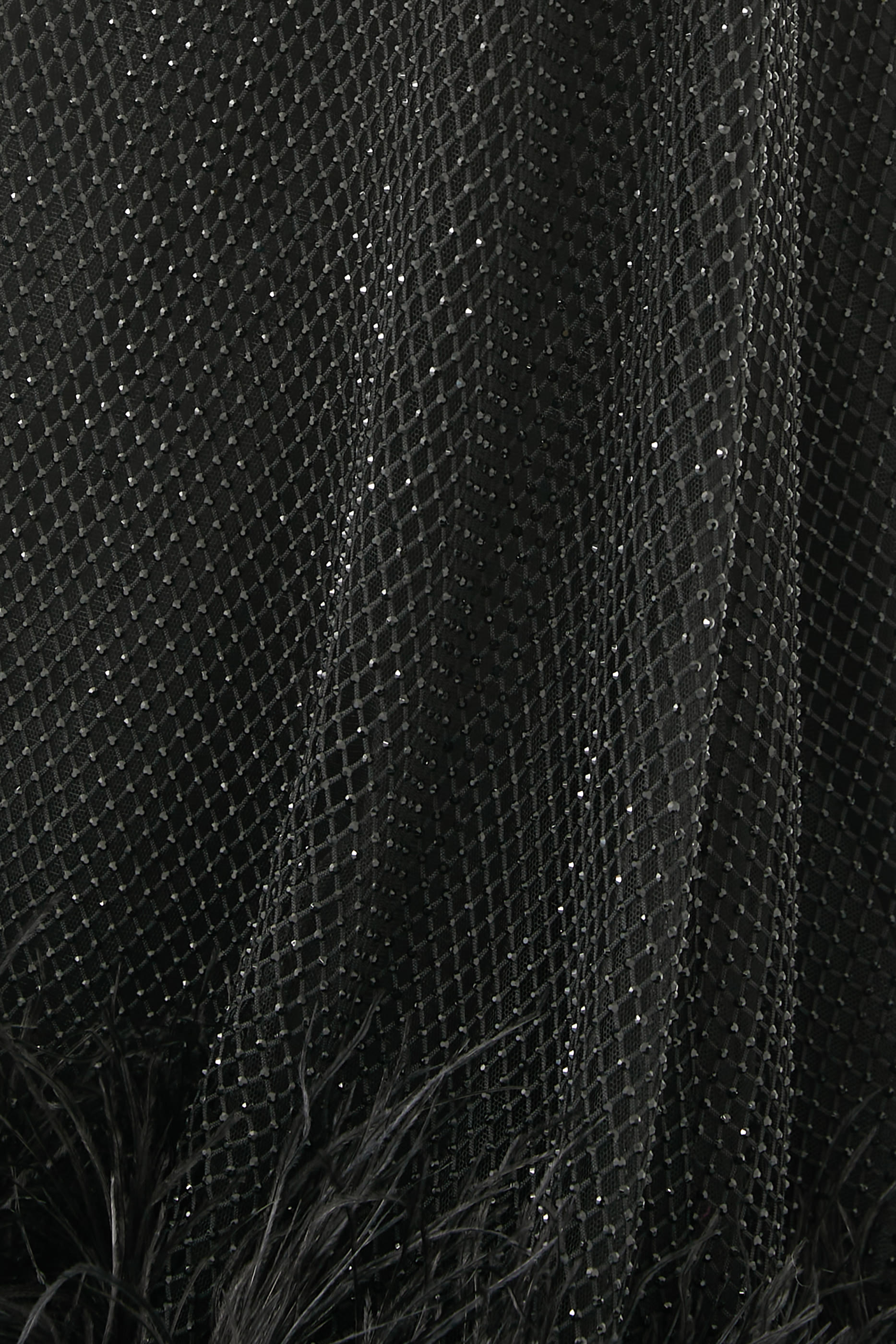 Mesh Feather Trim Gown