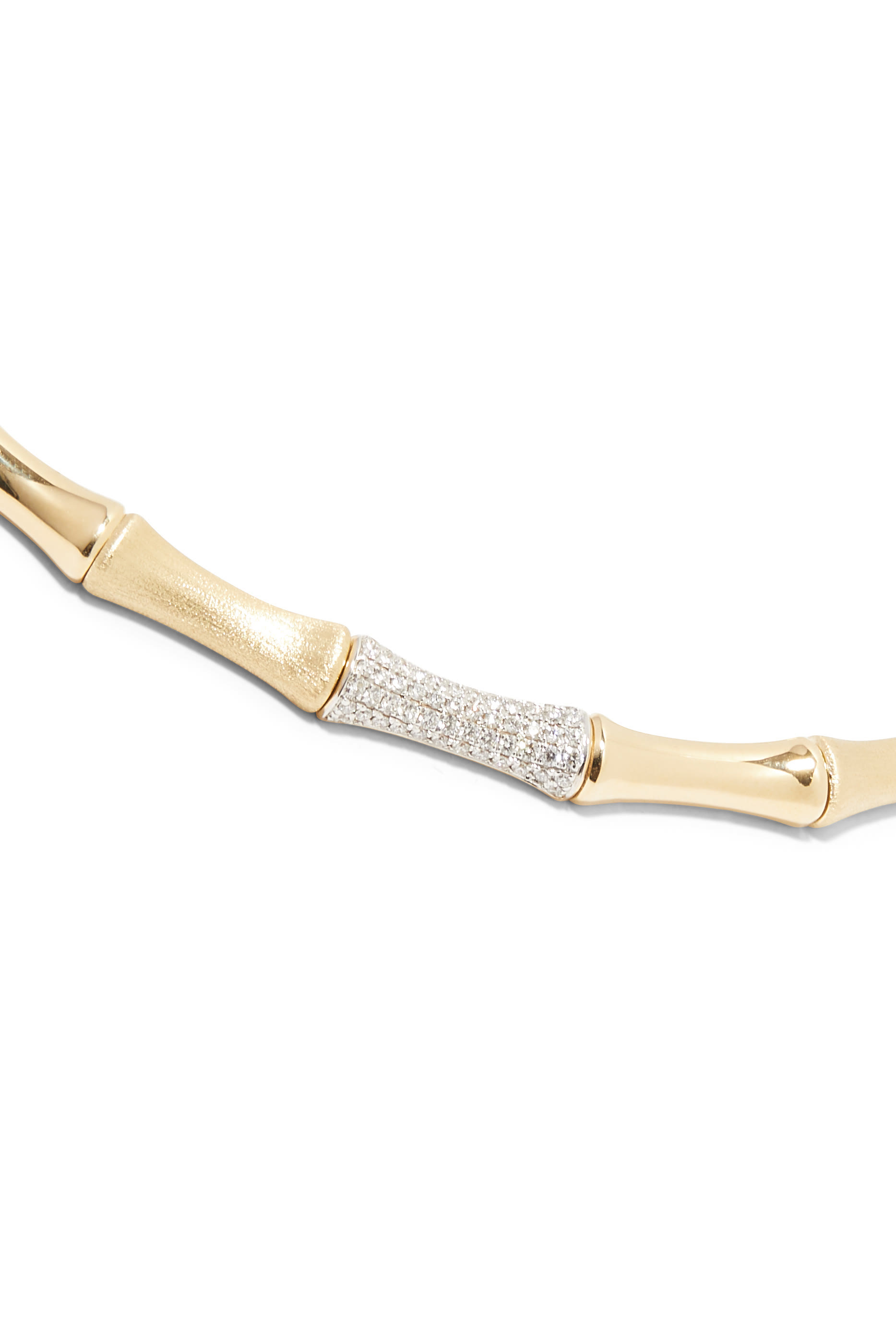 Bamboo Choker, 14k Yellow Gold & Diamond