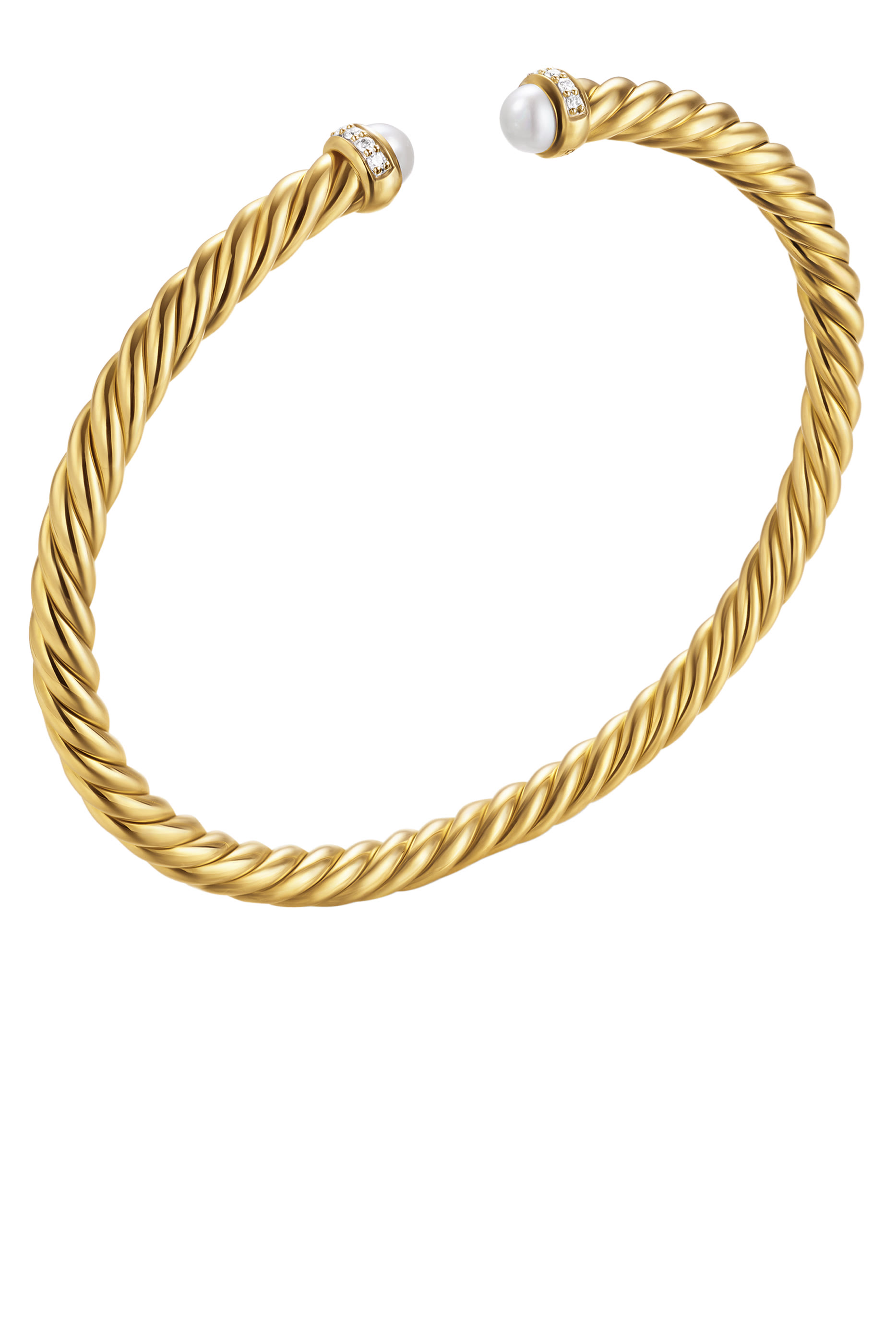 Cablespira® Flex Bracelet, 18K Yellow Gold, Diamonds, Pearl