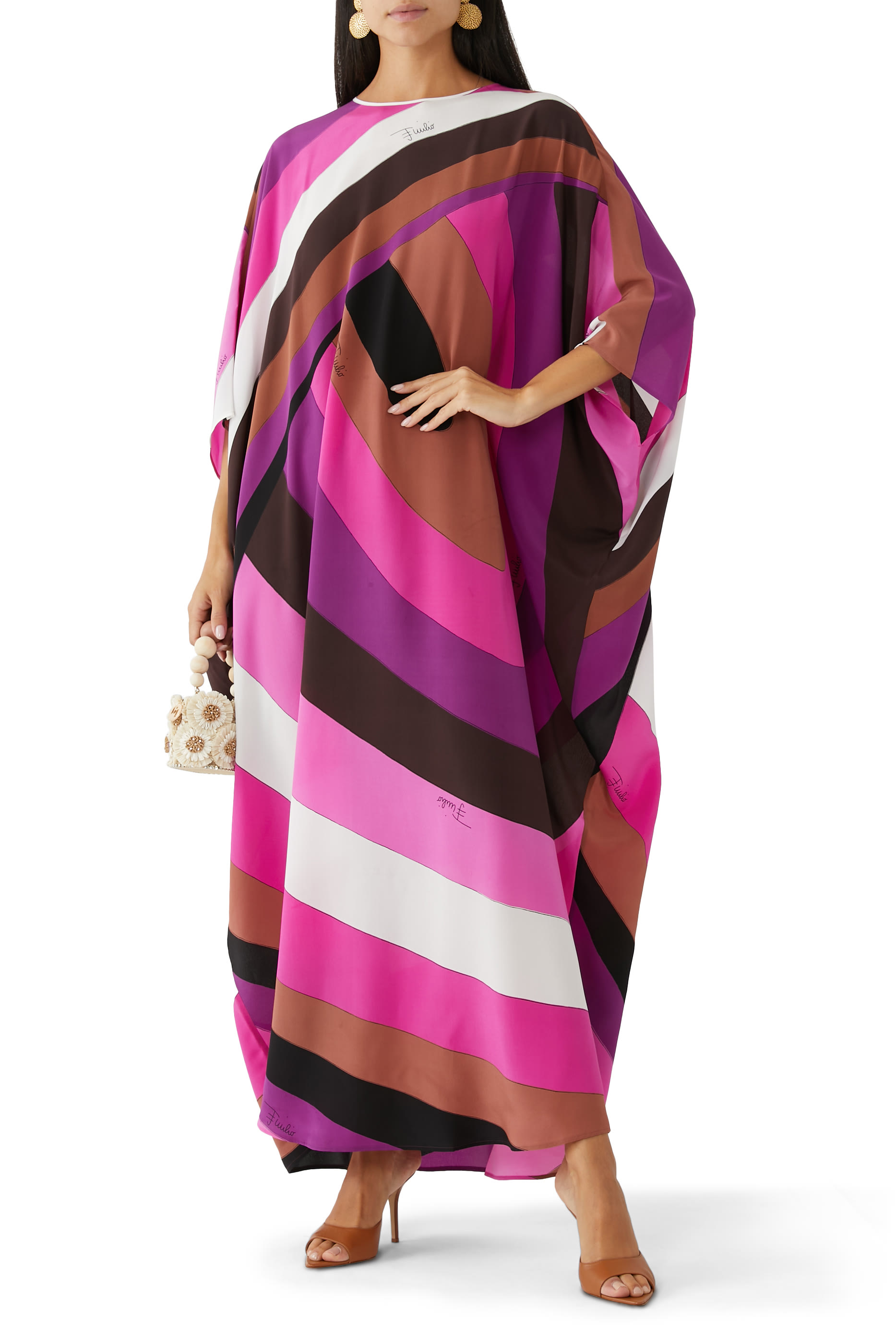 Iride-Print Silk Kaftan
