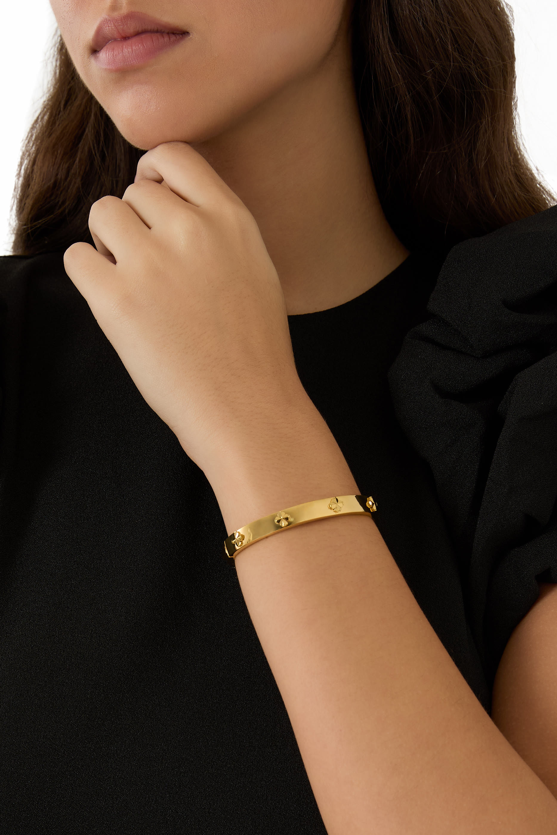 Spade Flower Hinged Bangle