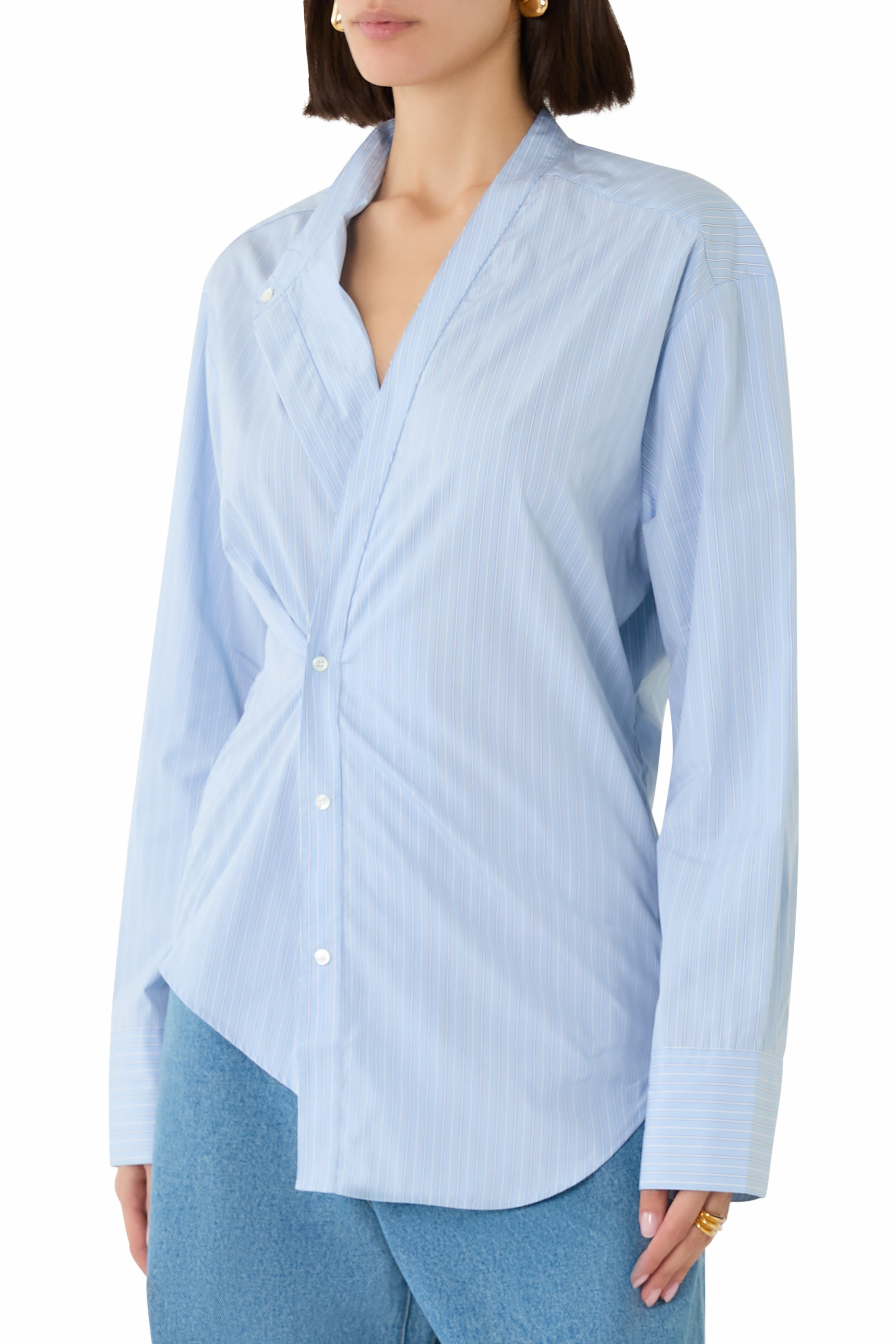 Overlap Striped Shirt