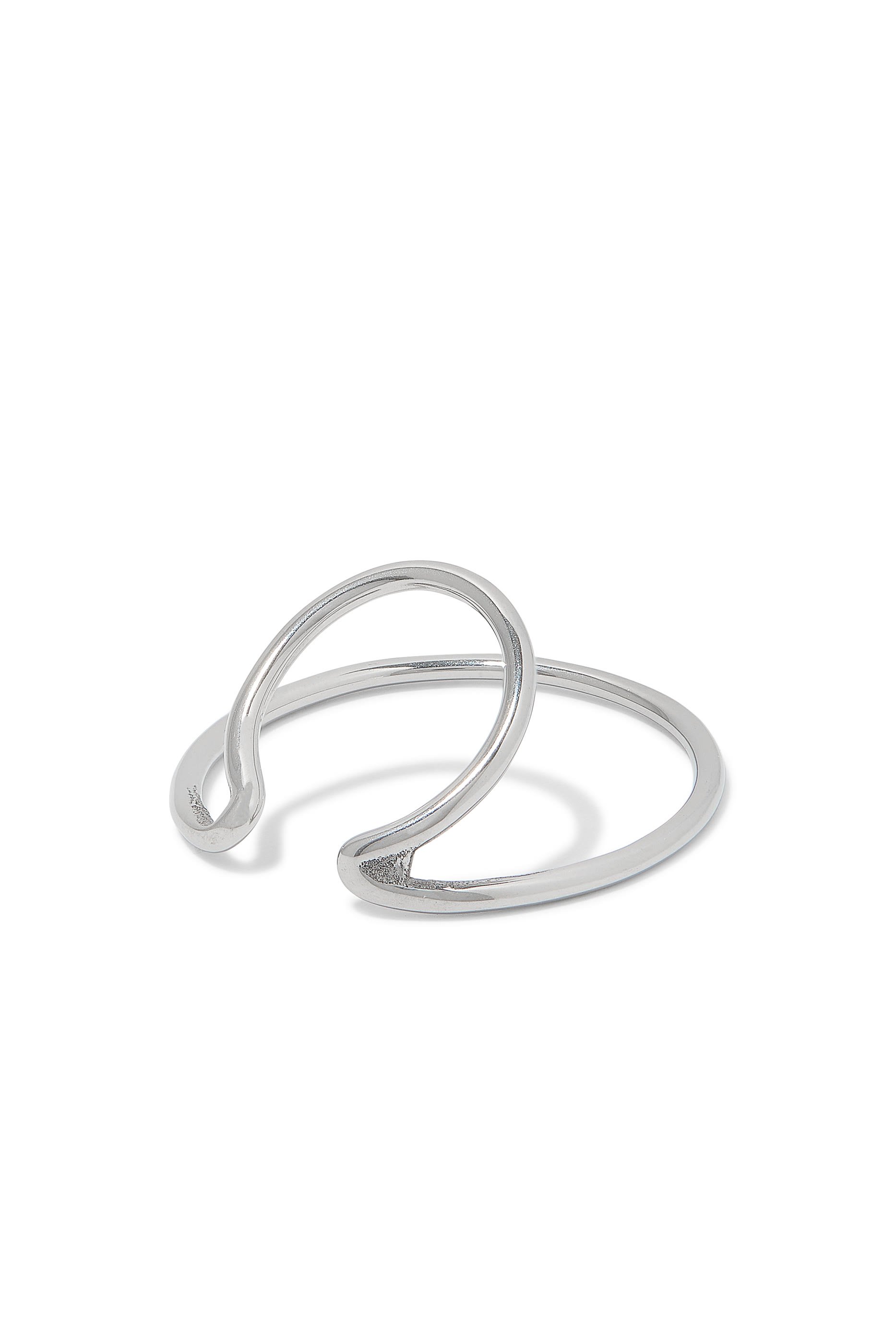 Lou Single Ear Cuff, Silver-Plated Stainless Steel