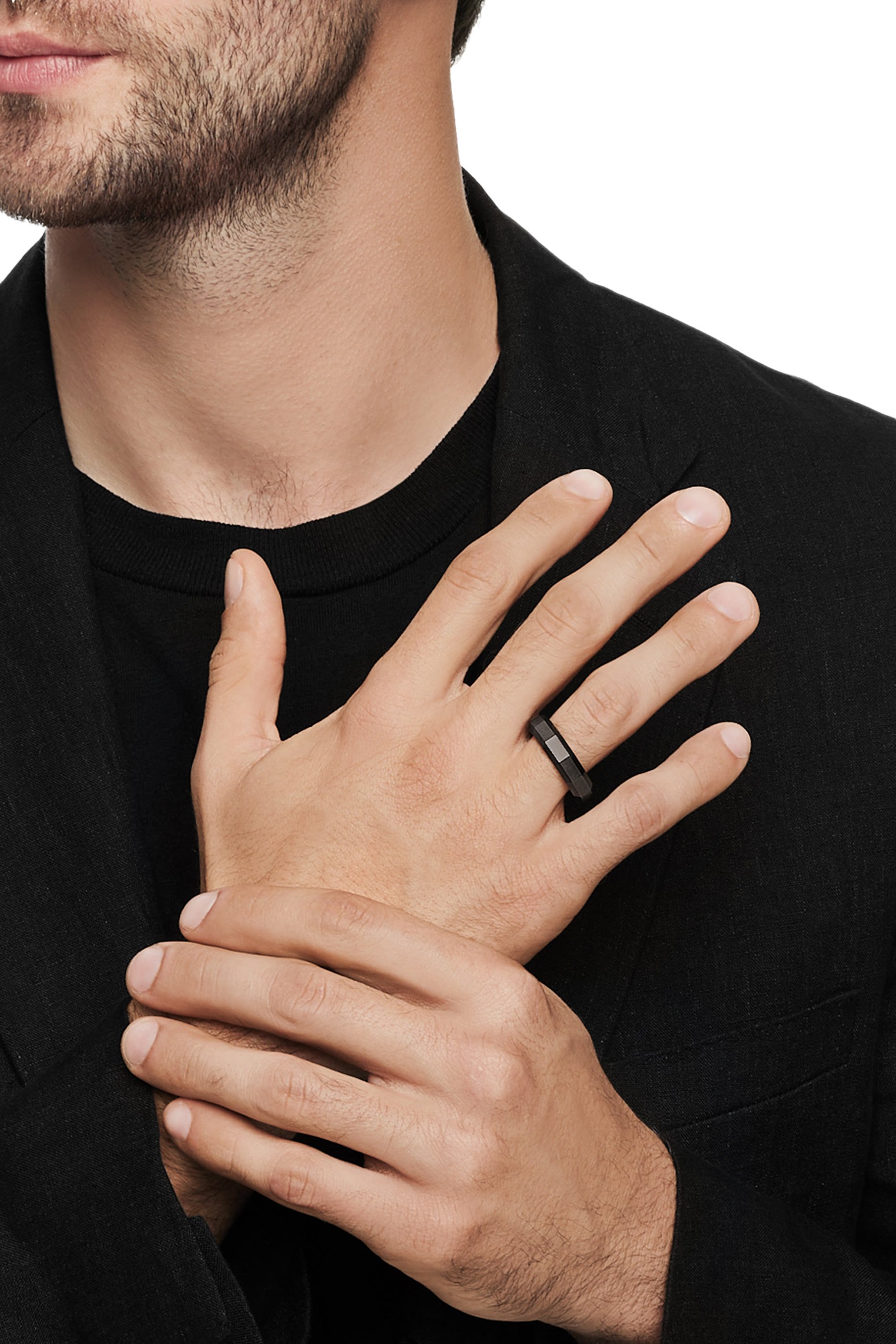 Faceted Band Ring, Titanium