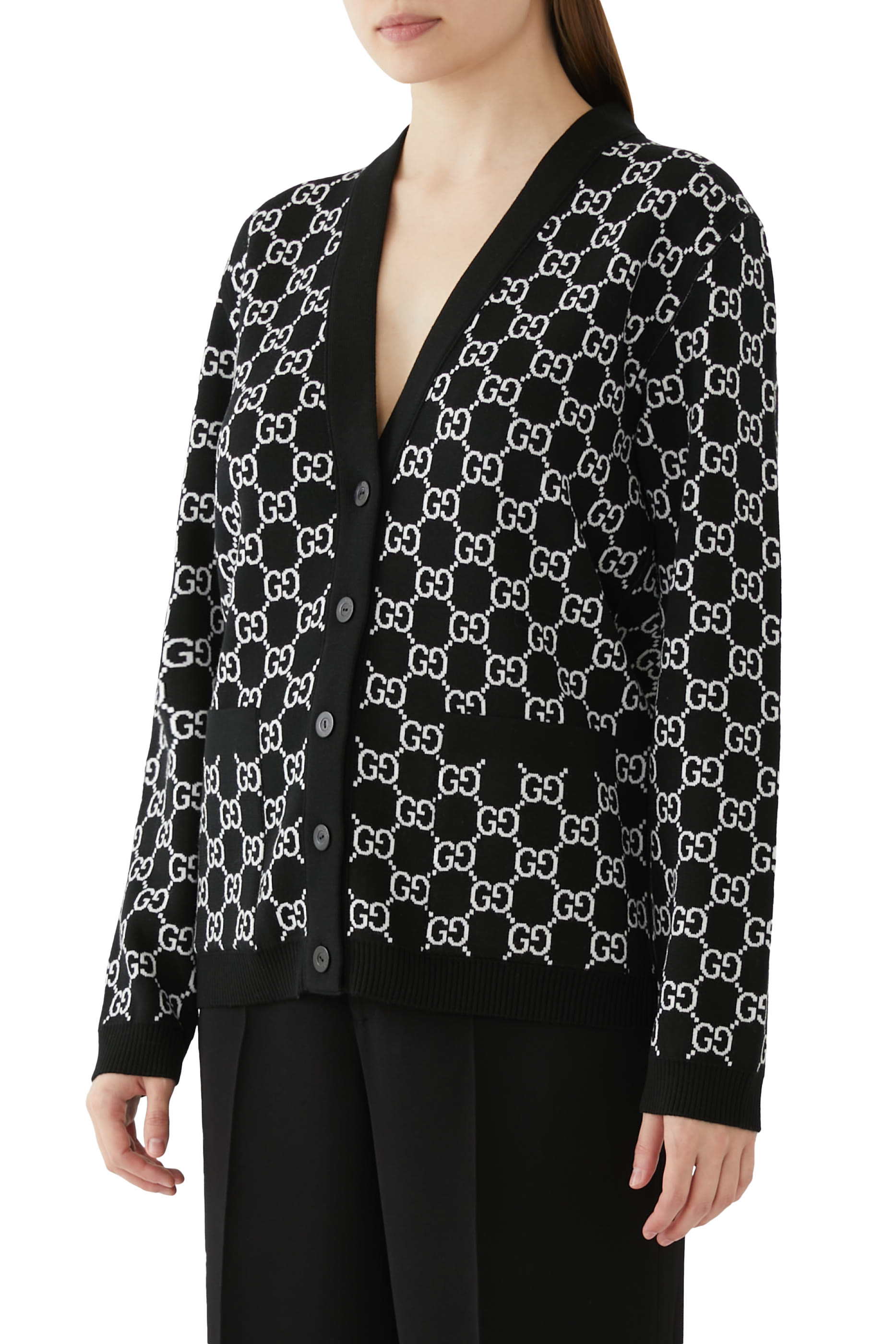 Reversible GG Wool Jacquard Cardigan