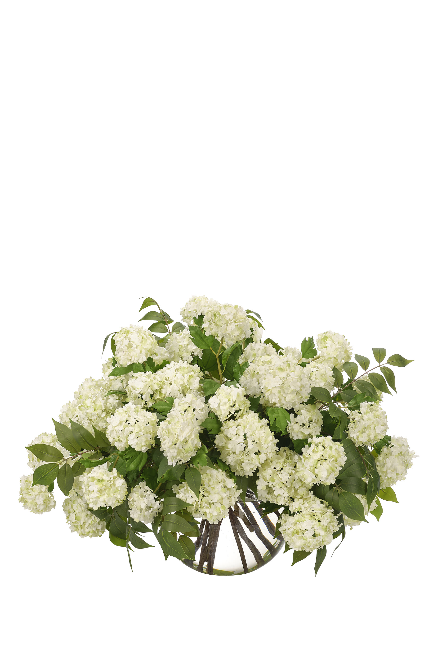 White Snowball Artificial Arrangement in Glass Bubble