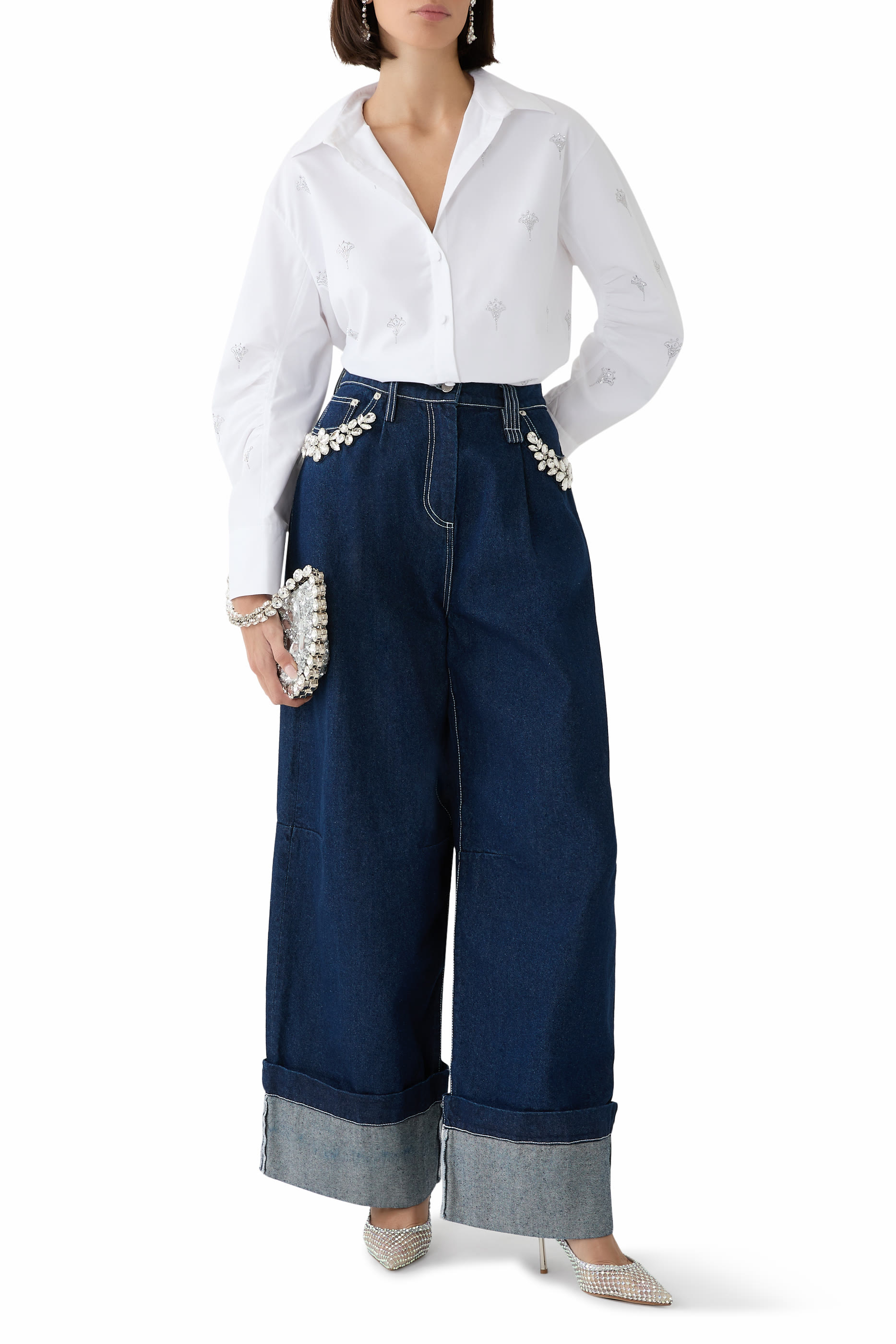 Turbo Embellished Puddle Jeans