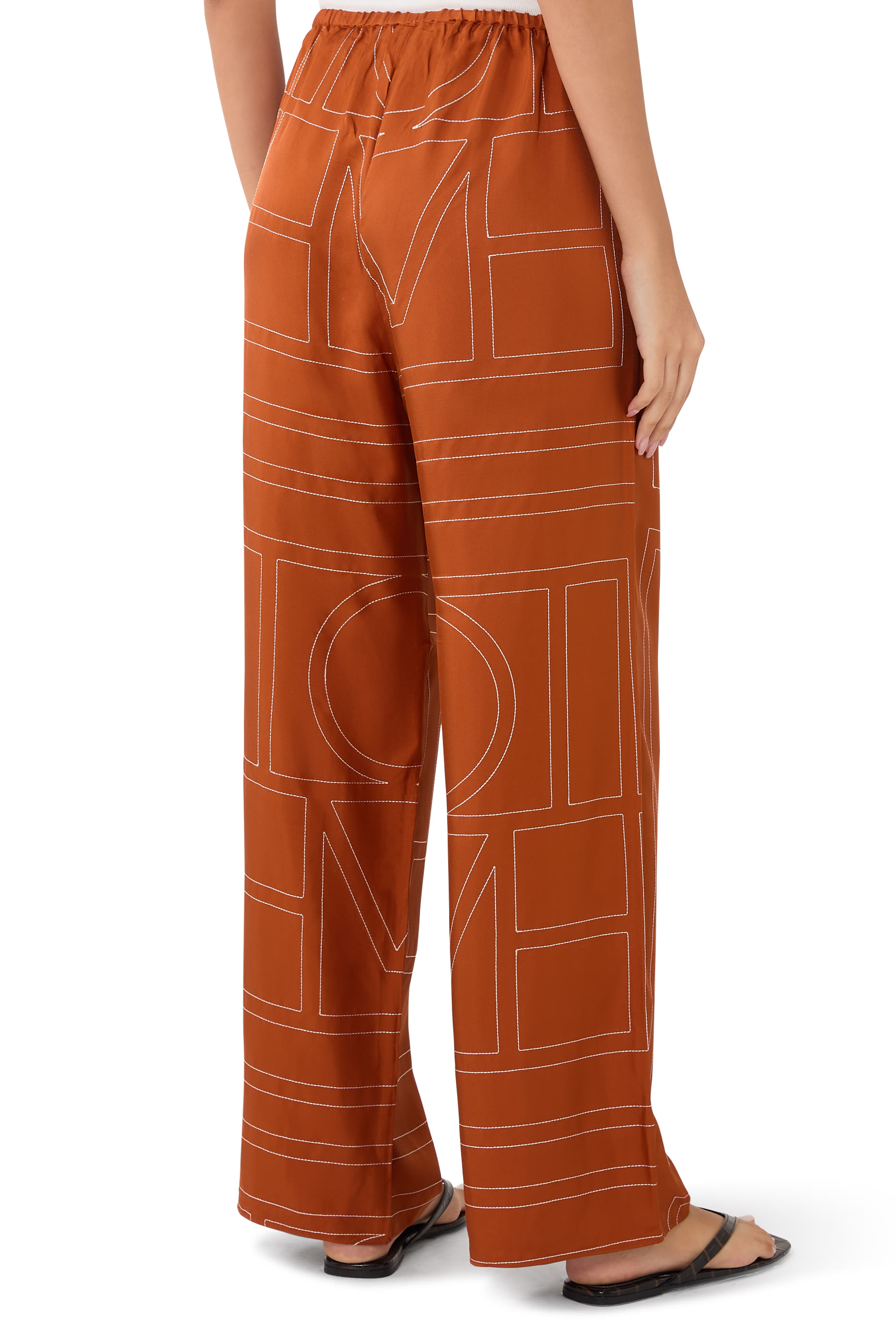 Monogram Silk Pajama Bottoms
