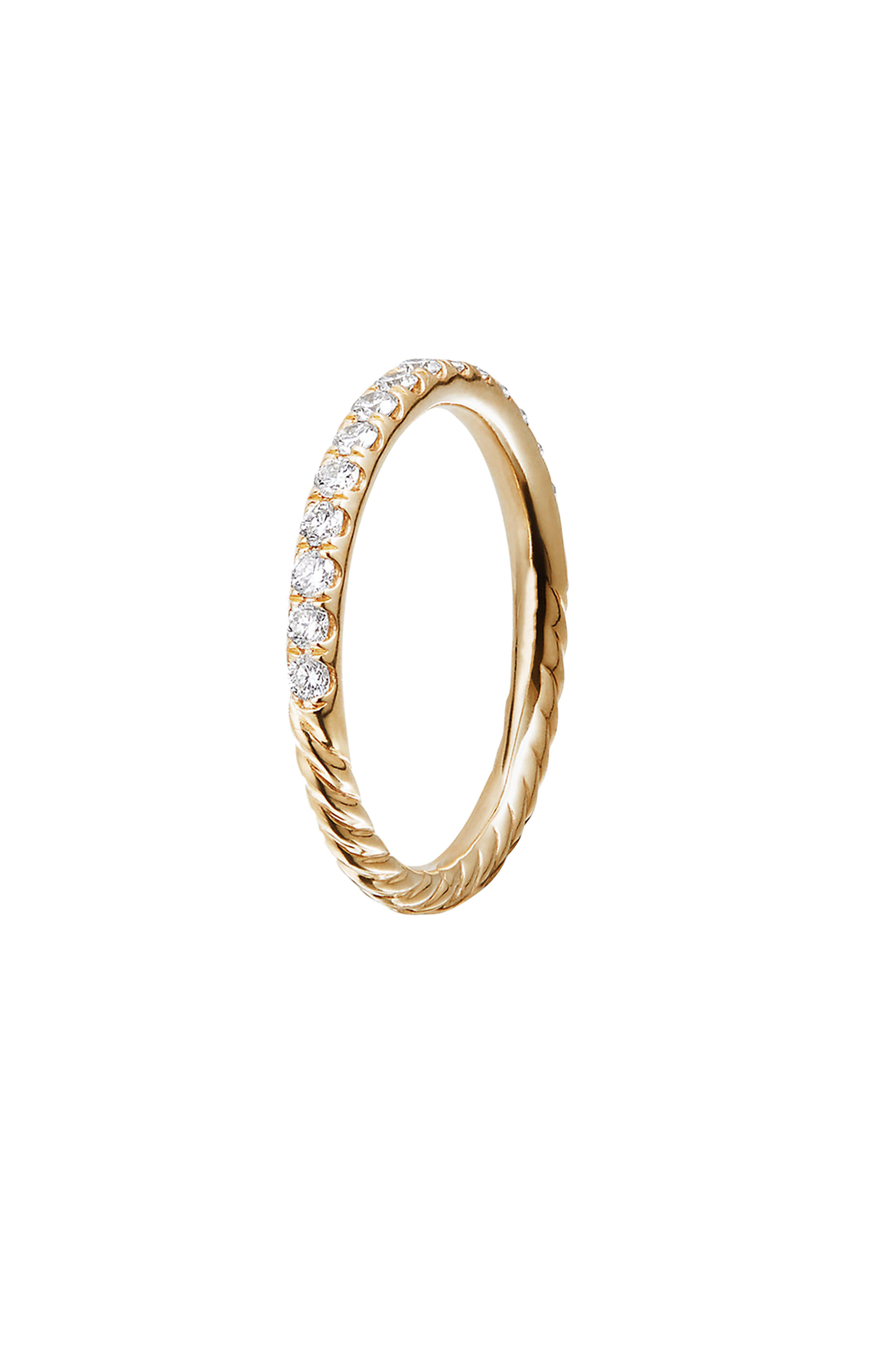 Cable Collectibles Stack Ring, 18k Yellow Gold & Diamond