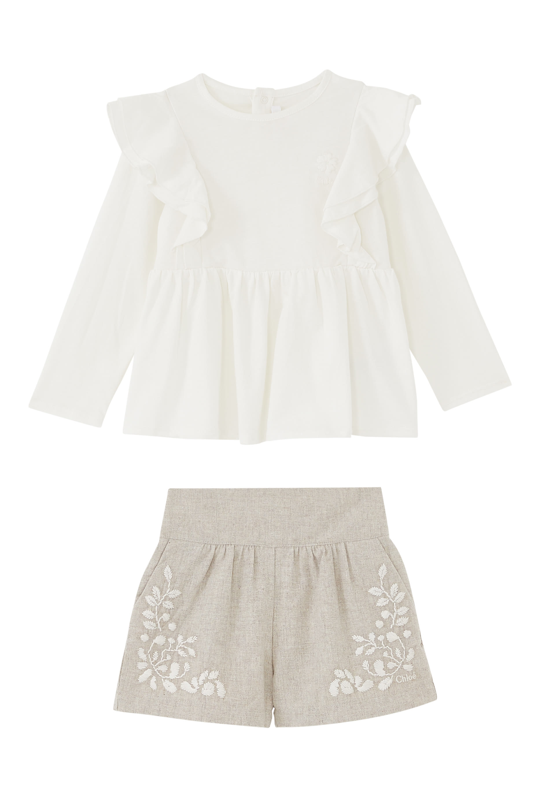 Kids Floral Embroidered Clothing Set